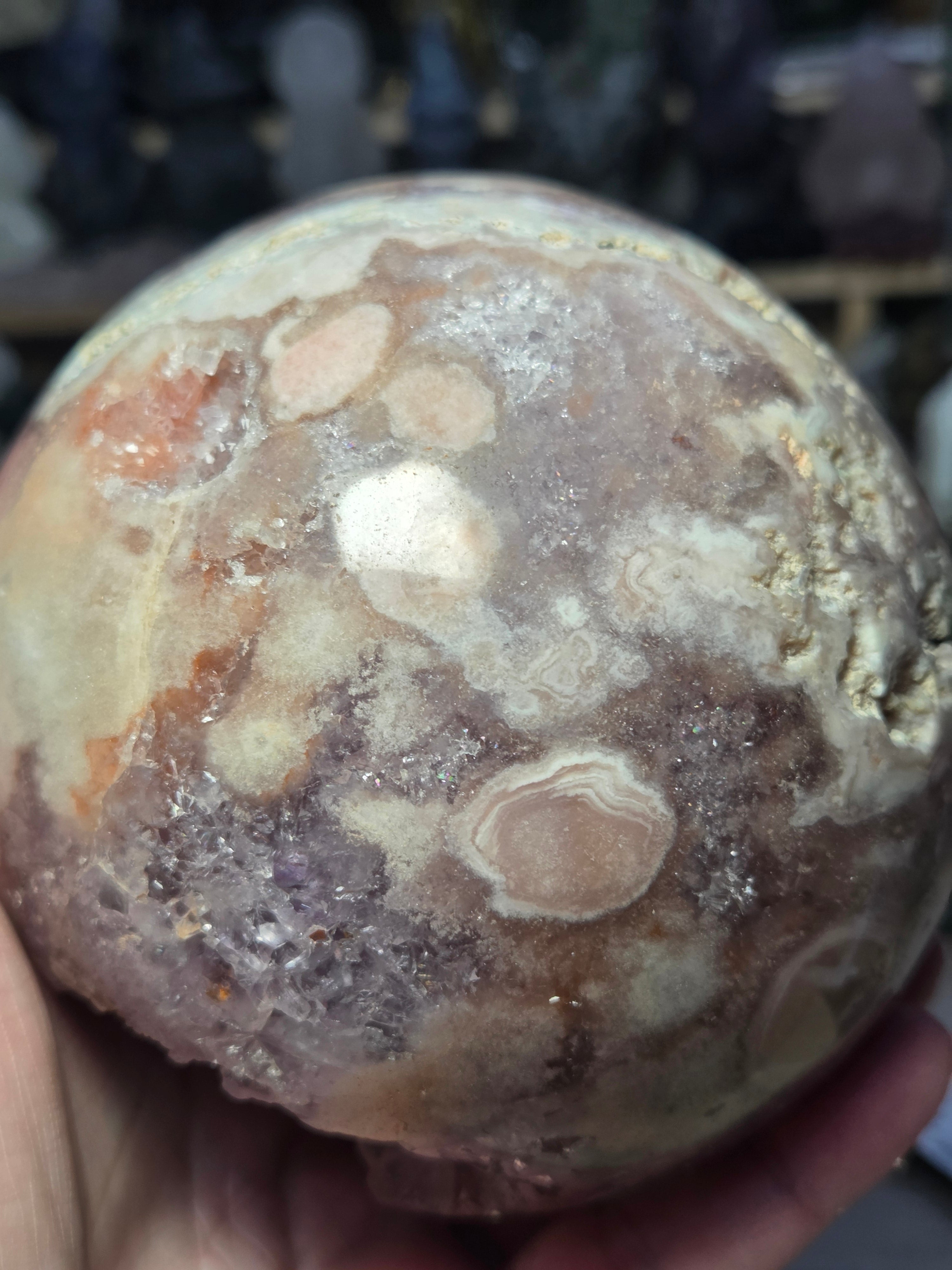 Pink amethyst crystal  sphere 10cm Grade AAAA  was £1250