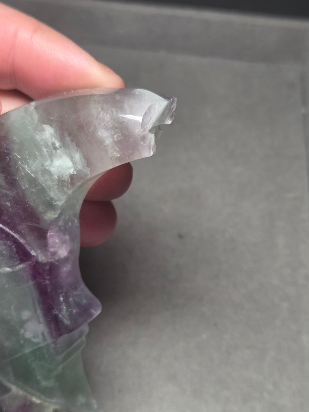 Hospital  - Damage  tip of the moon  Rainbow Fluorite comes with the Stand