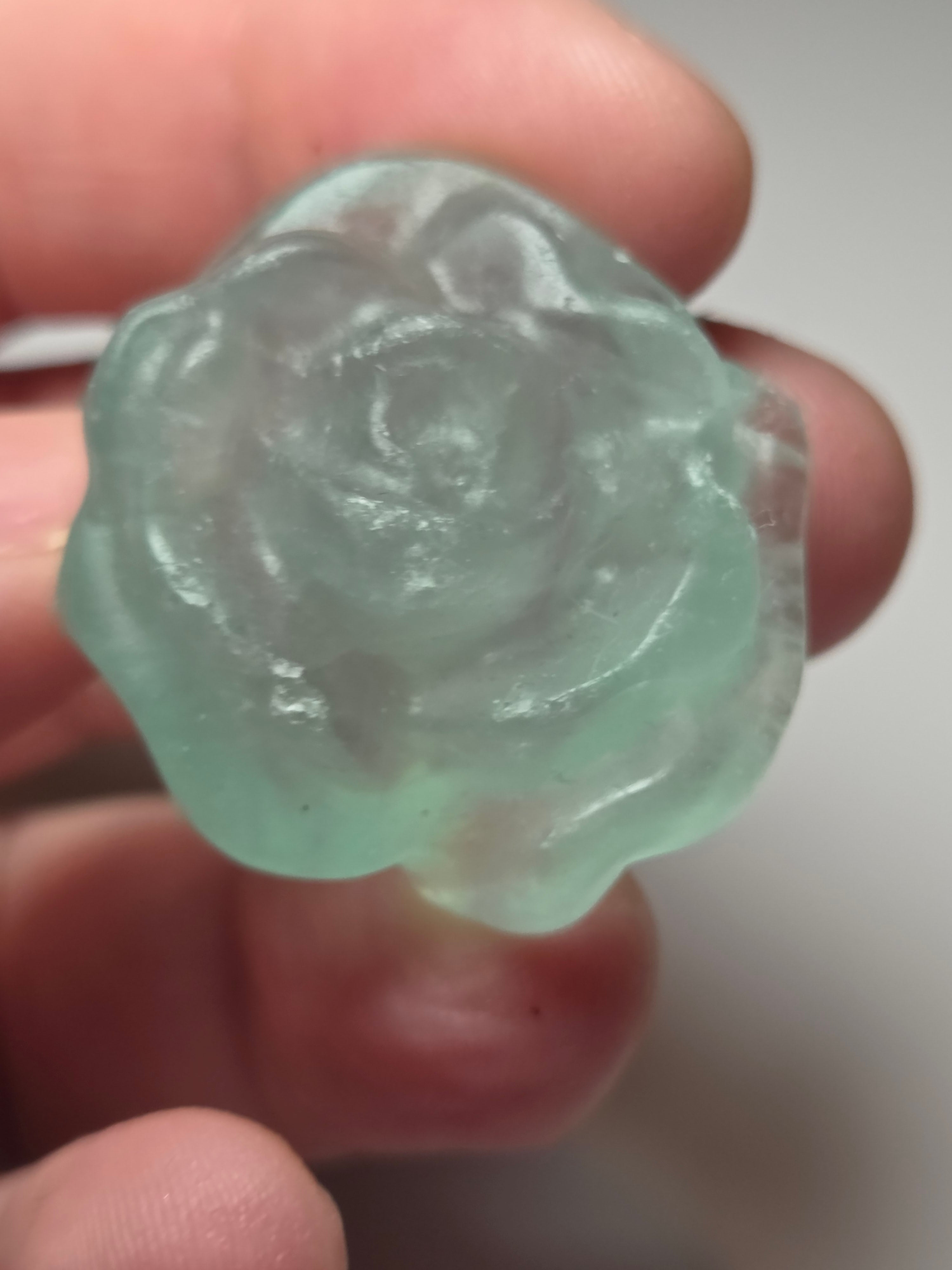 Green flouite crystal flower carving