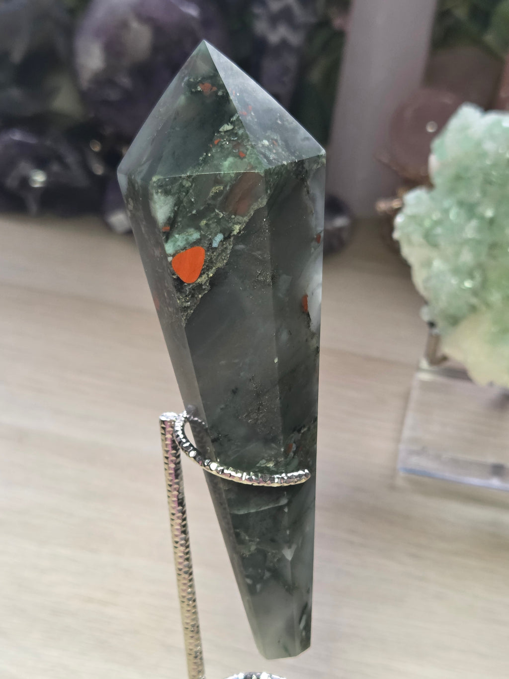 African bloodstone wand carving