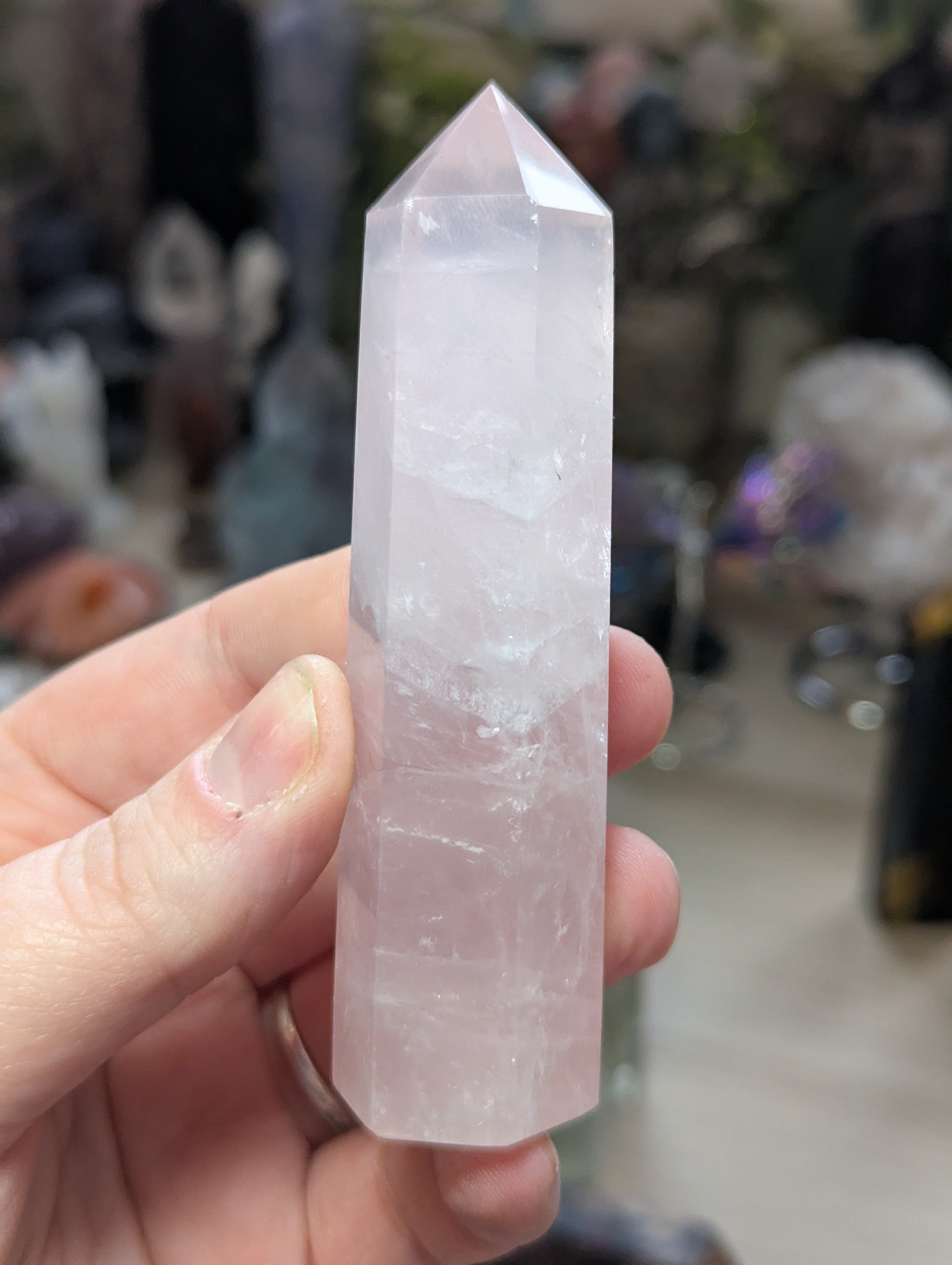 Rose quartz crystal tower
