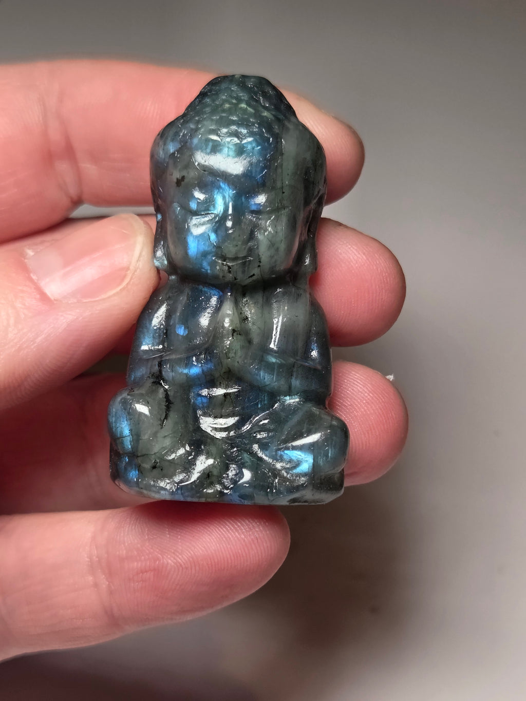 Labradorite crystal Buddha carving
