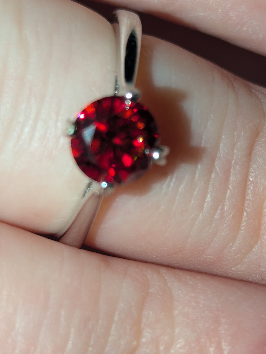 Red Moissanite diamond Adjustable ring