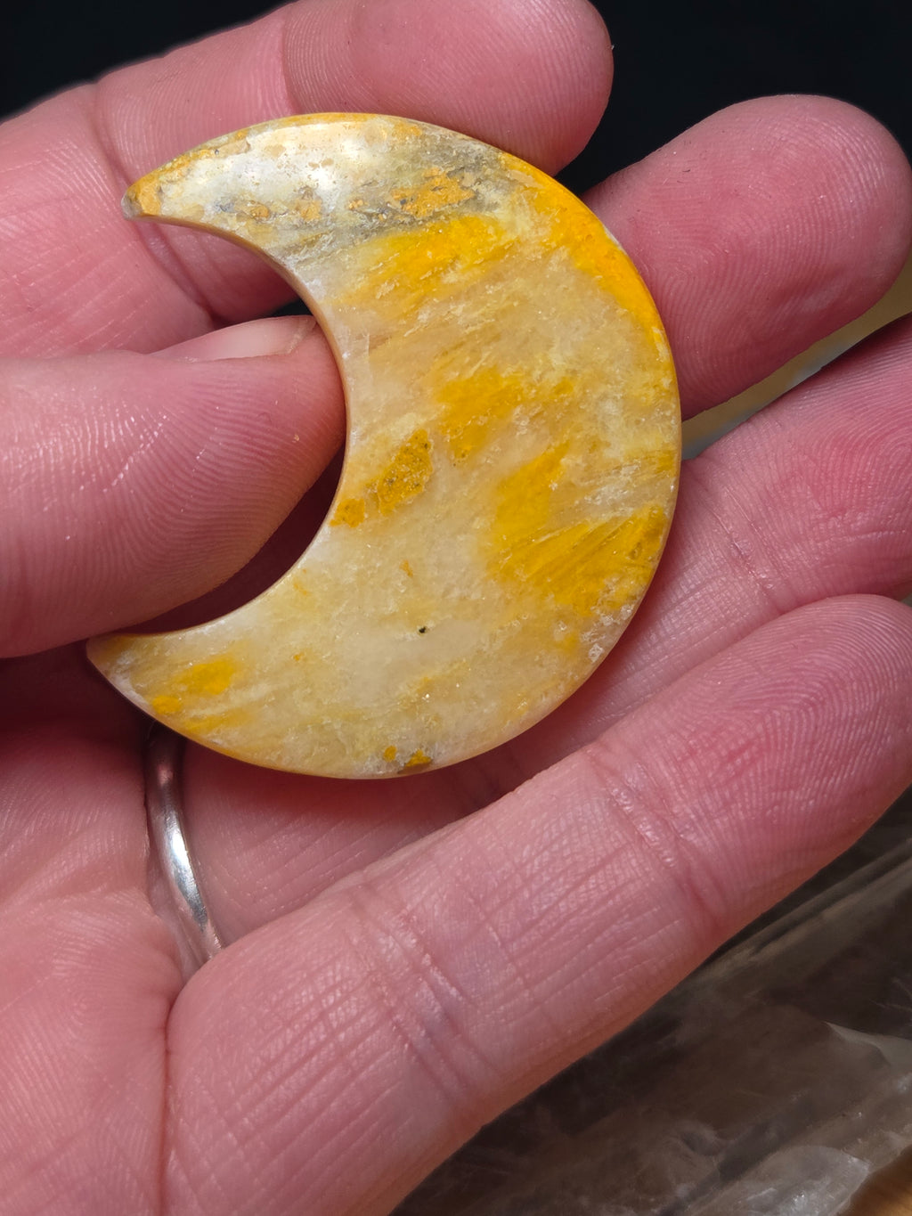 Bumblebee jasper crystal moon carving