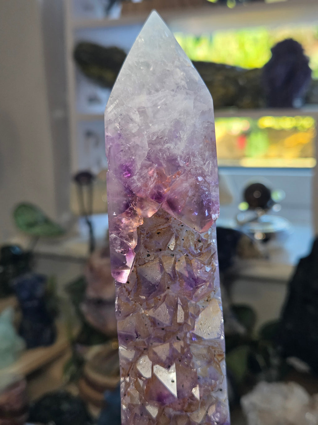 Beautiful  black agate with amethyst crystal from Brazil