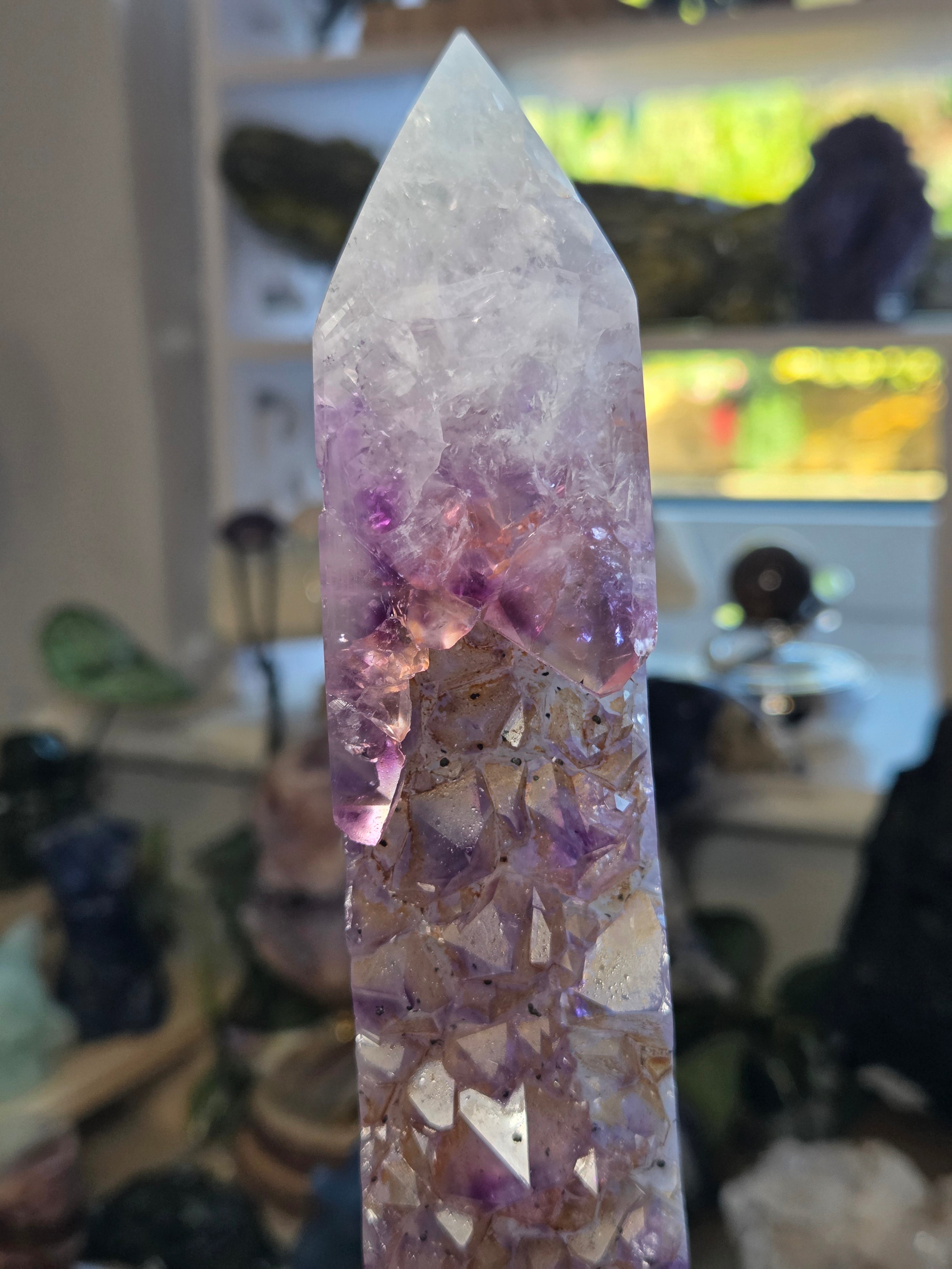 Beautiful  black agate with amethyst crystal from Brazil