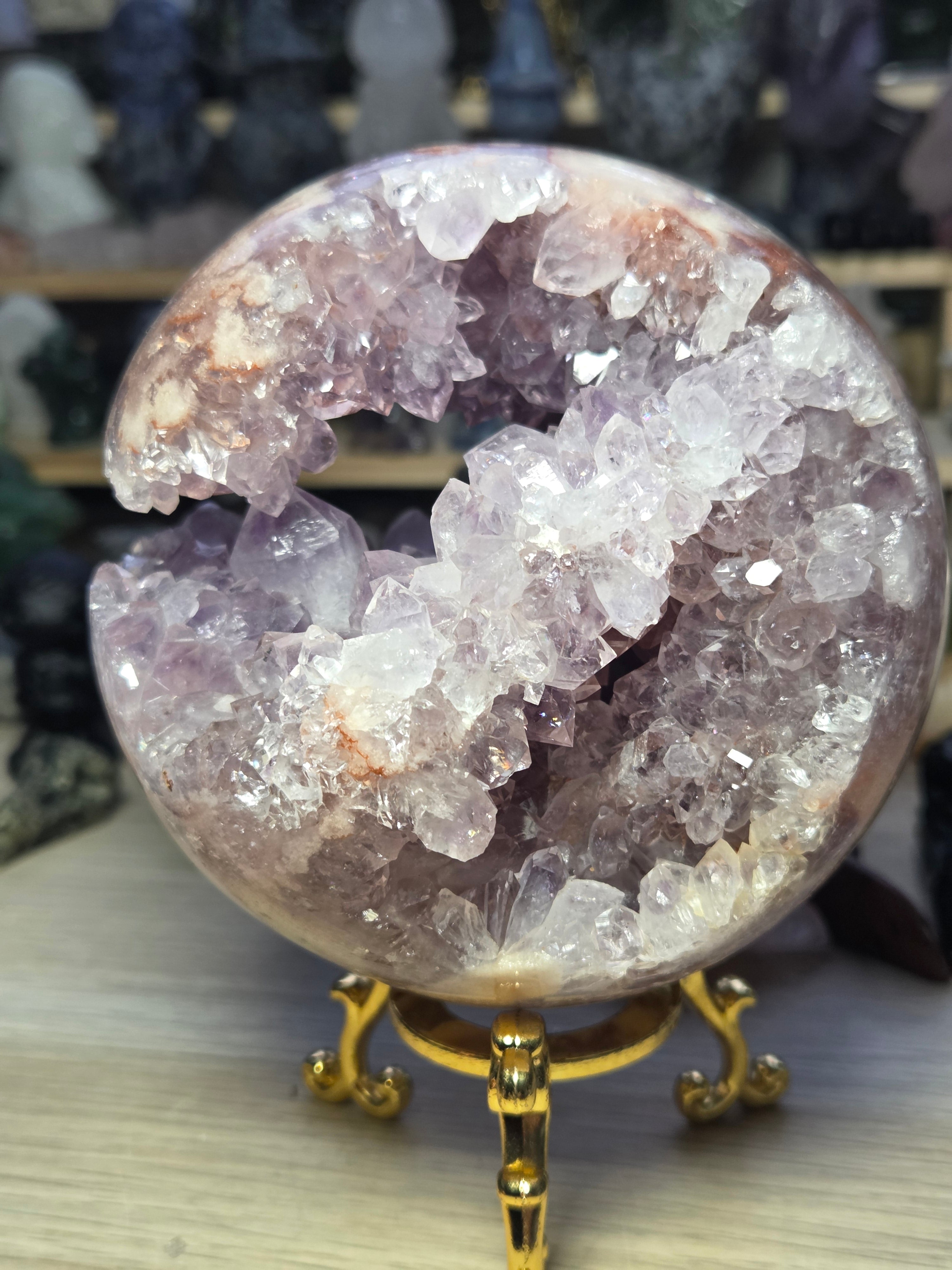 Pink amethyst crystal  sphere 10cm Grade AAAA  was £1250