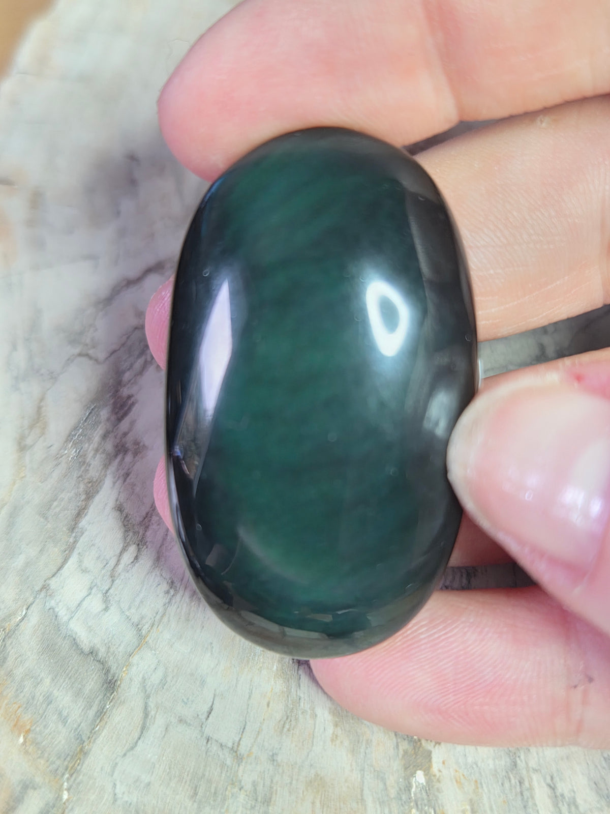 Rainbow obsidian crystal palm stone