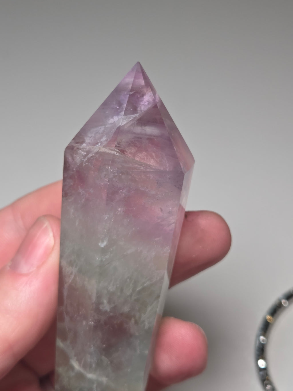 Flourite crystal wand carving with stand UV reactive