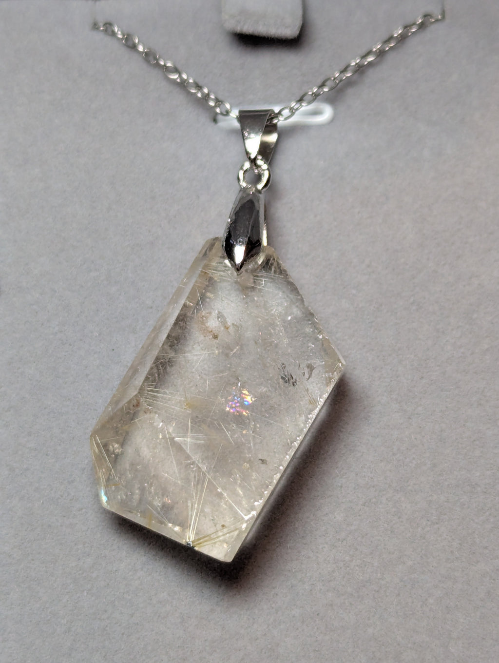 Golden  hair rutile crystal handmade necklace