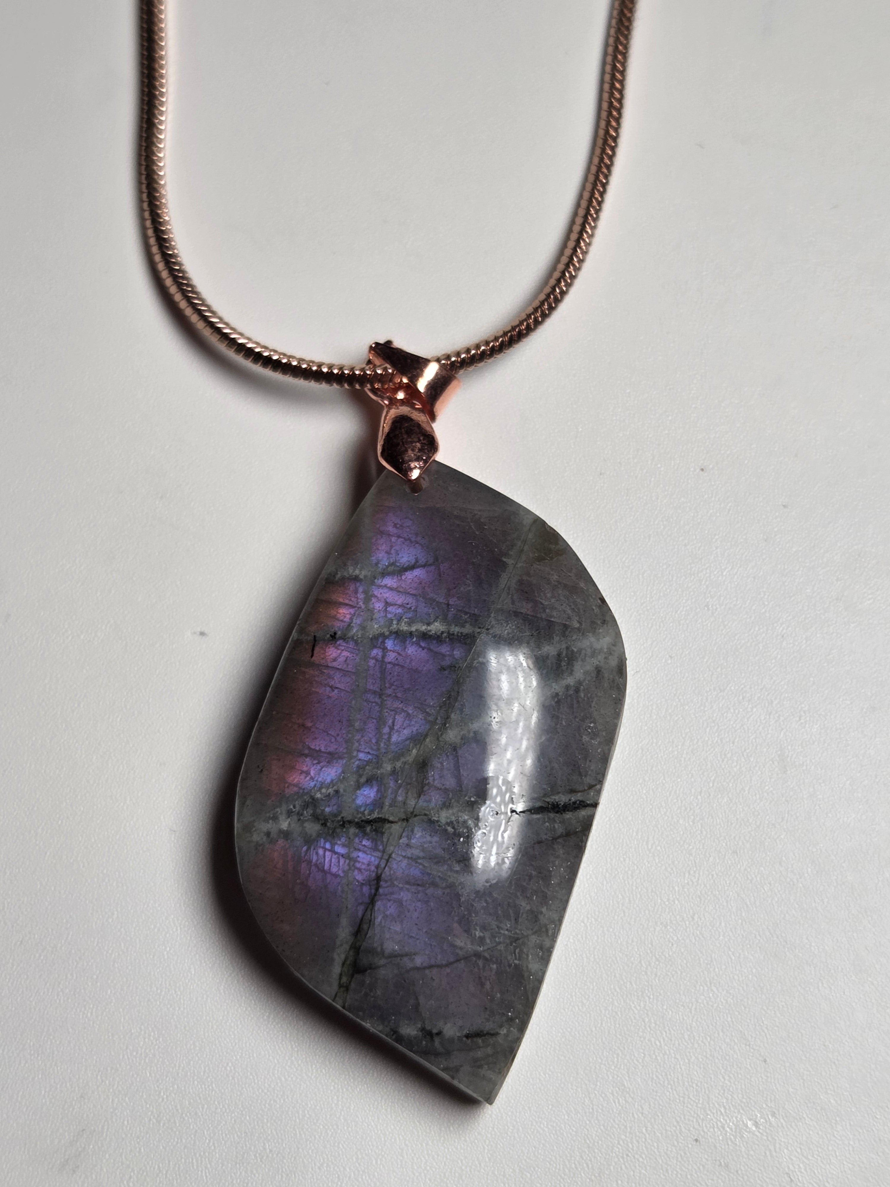 Purple labradorite crystal handmade necklace