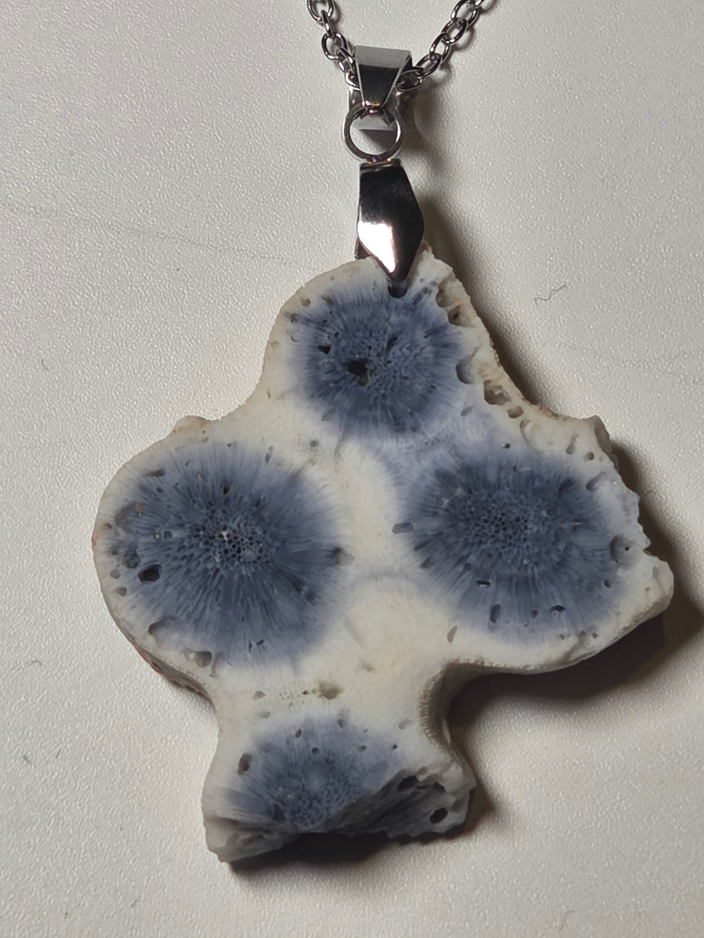 Blue coral necklace from the Dominican Republic