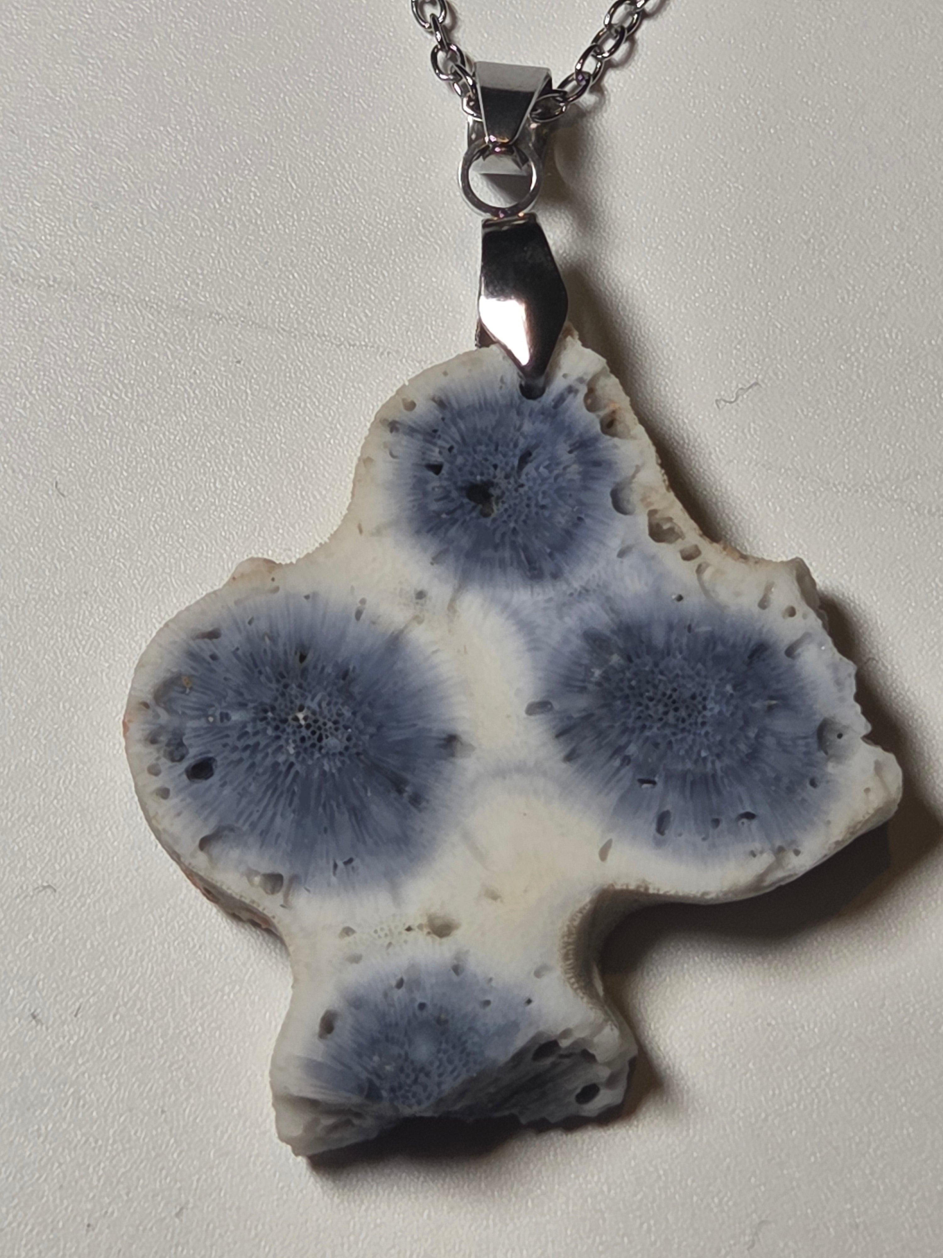 Blue coral necklace from the Dominican Republic