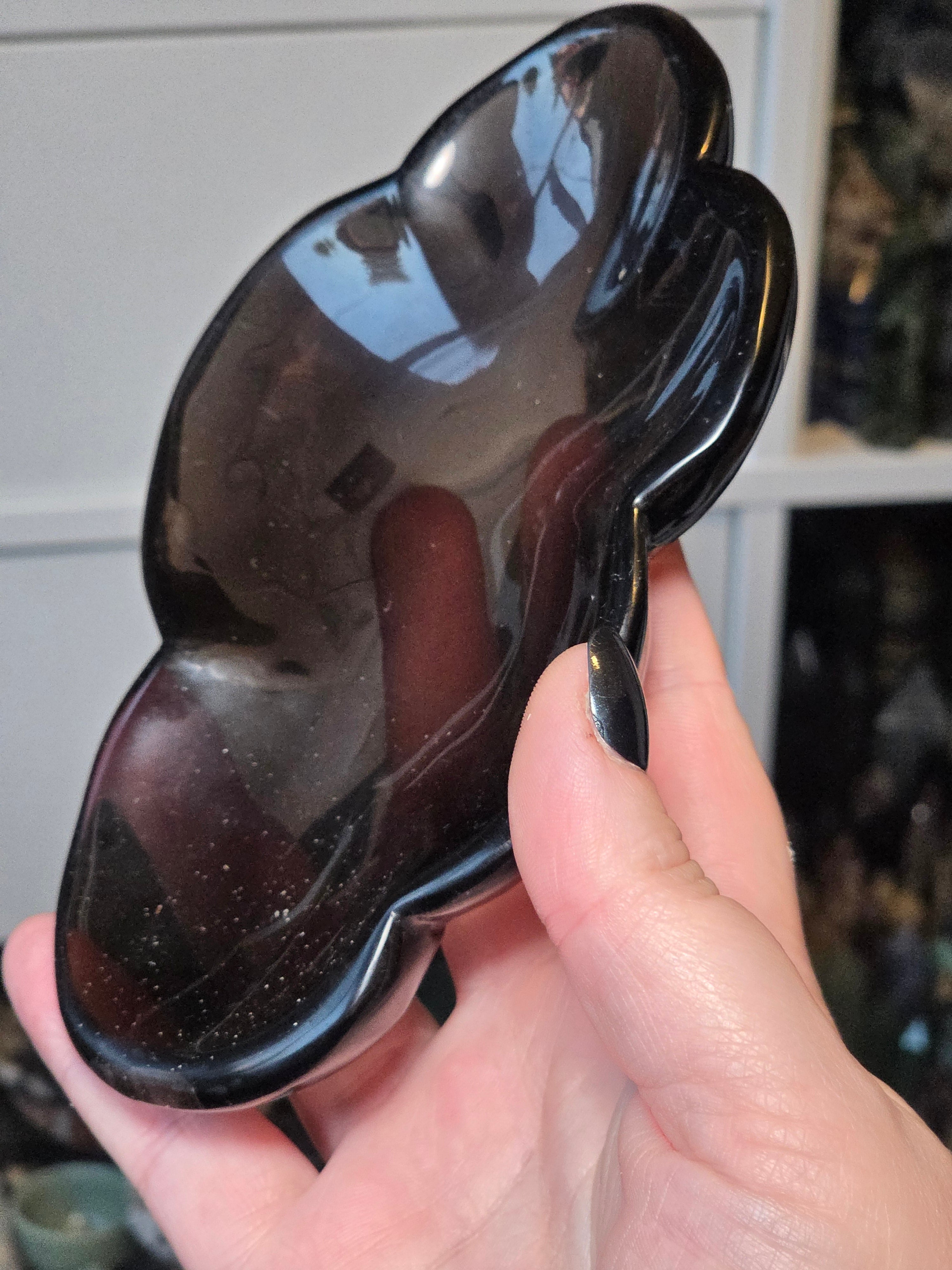 Ice obsidian crystal large bowl