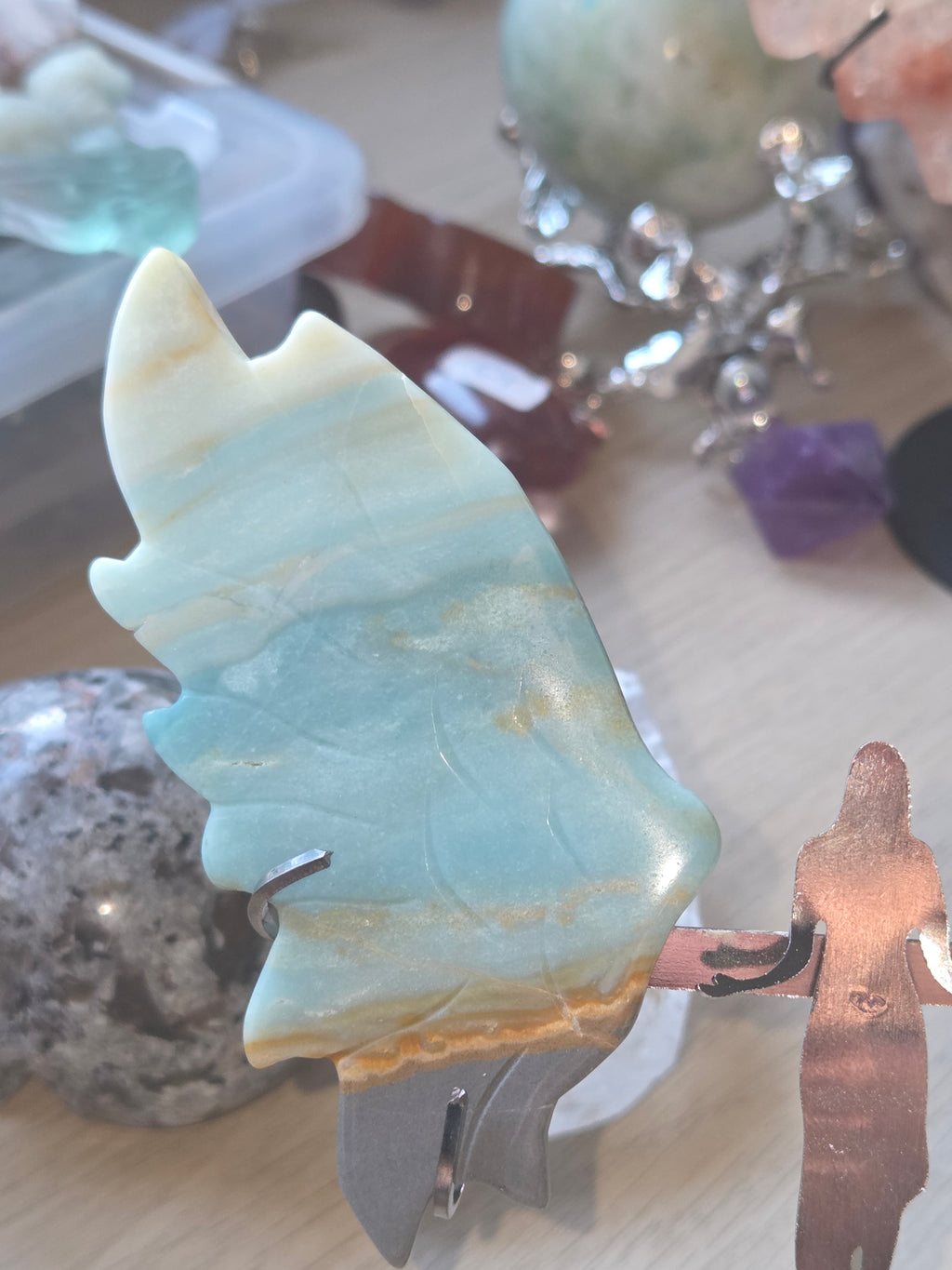 Caribbean calcite crystal Angel wings carving
