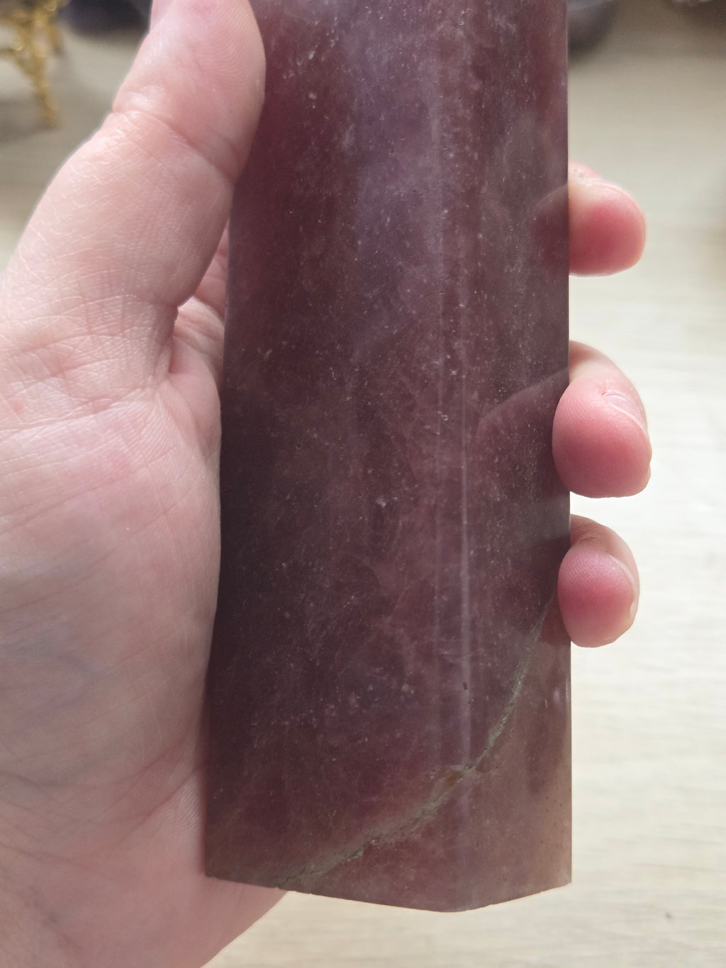 Xl strawberry quartz crystal tower carving