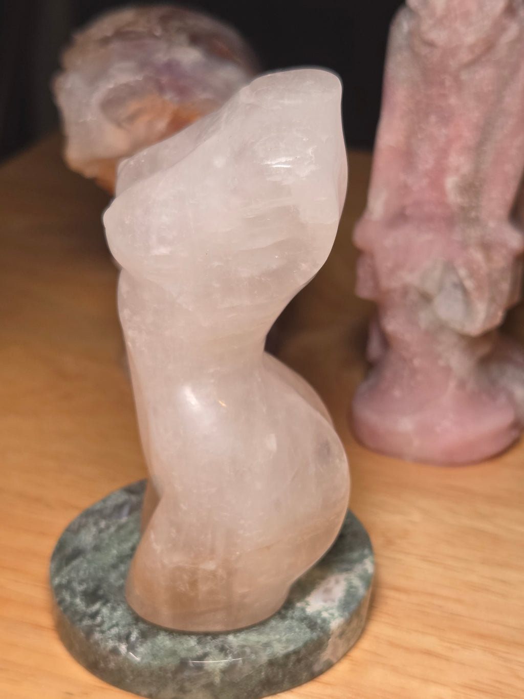 Clear quartz crystal female body carving