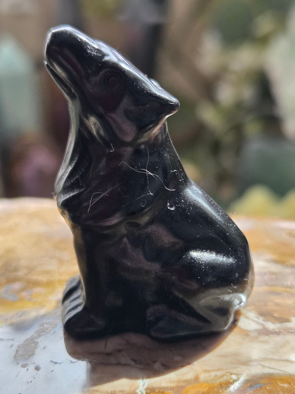 Crystal  wolf carving