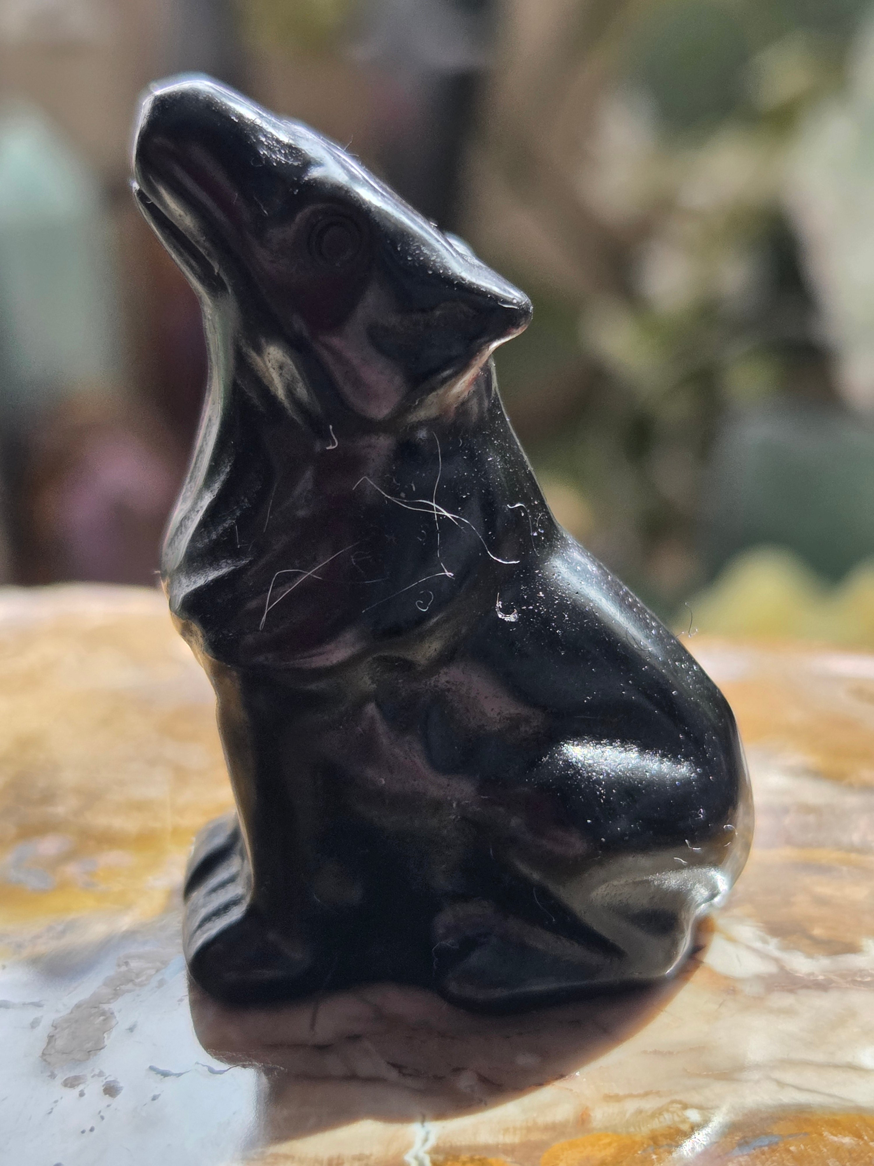 Crystal  wolf carving