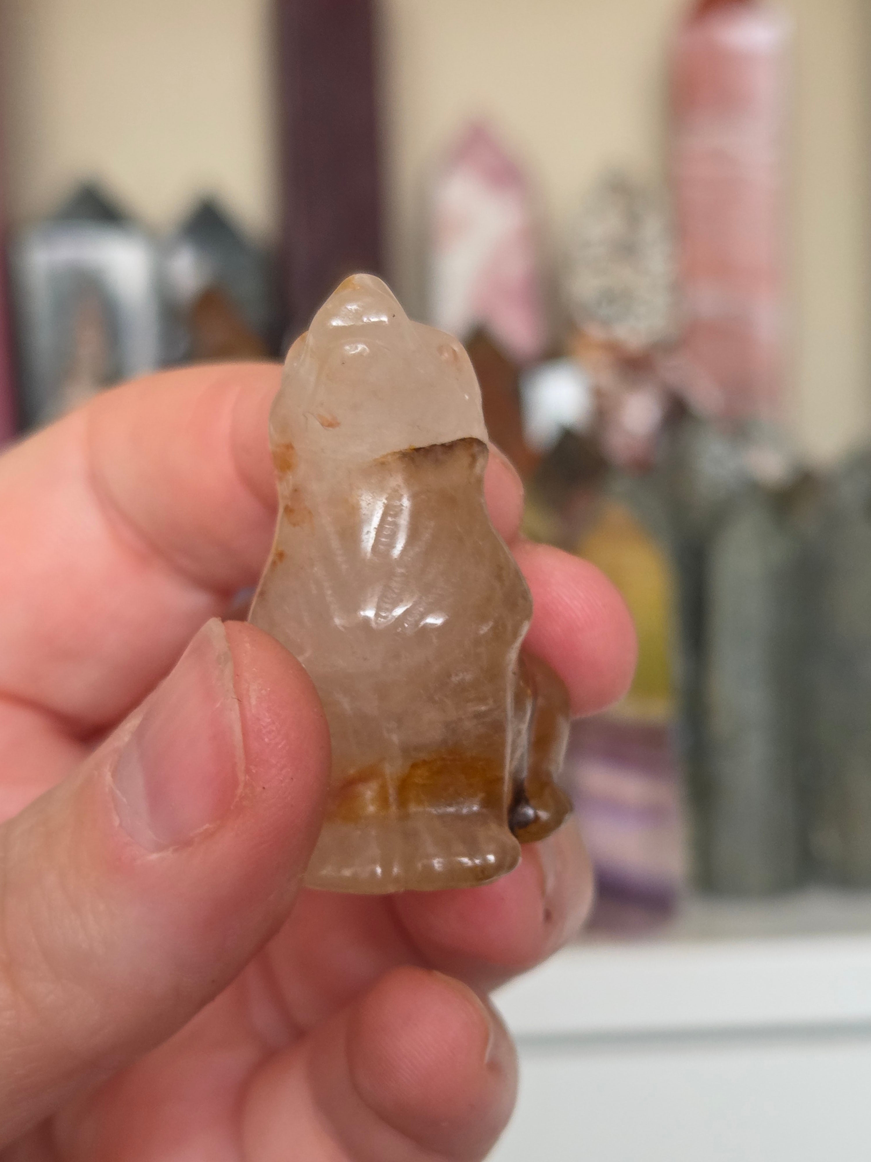 Crystal  wolf carving