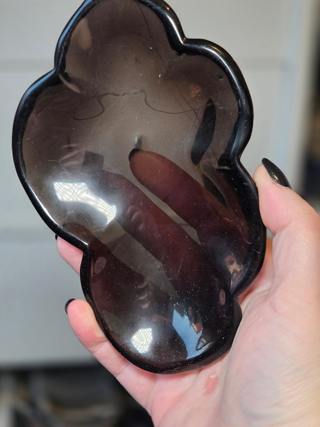Ice obsidian crystal large bowl