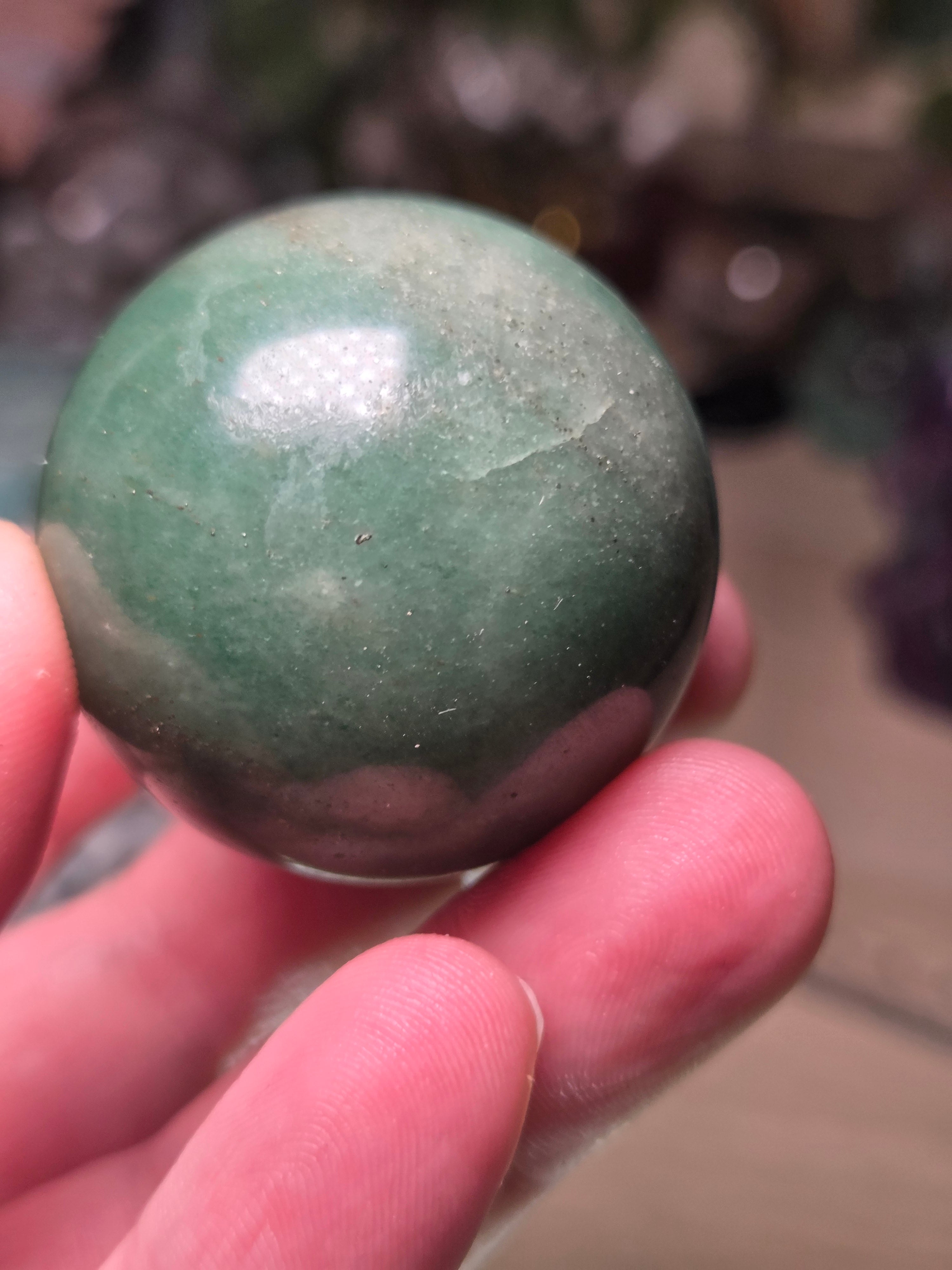Green Aventurine crystal small sphere with stand
