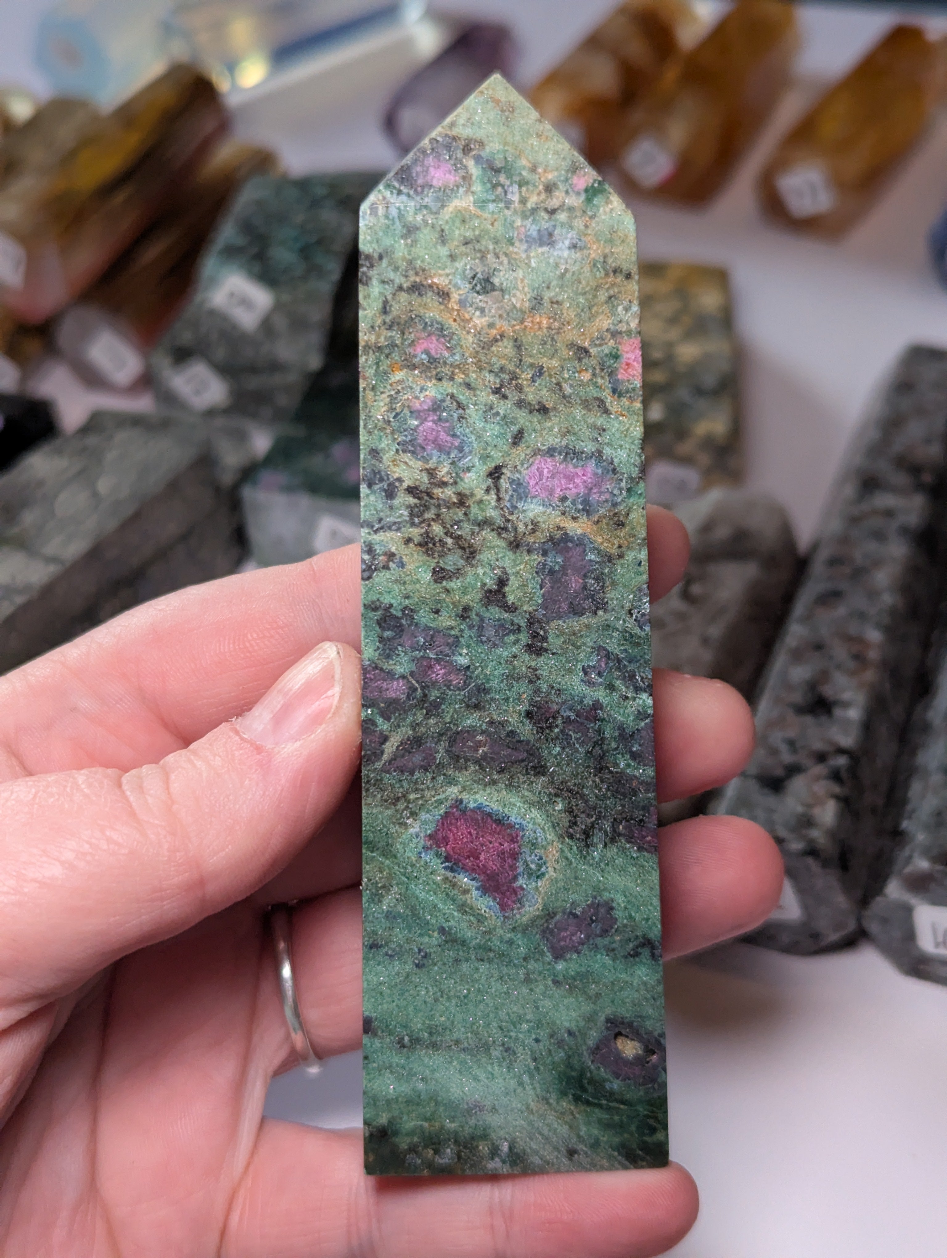 Ruby in golden  vain emerald crystal tower
