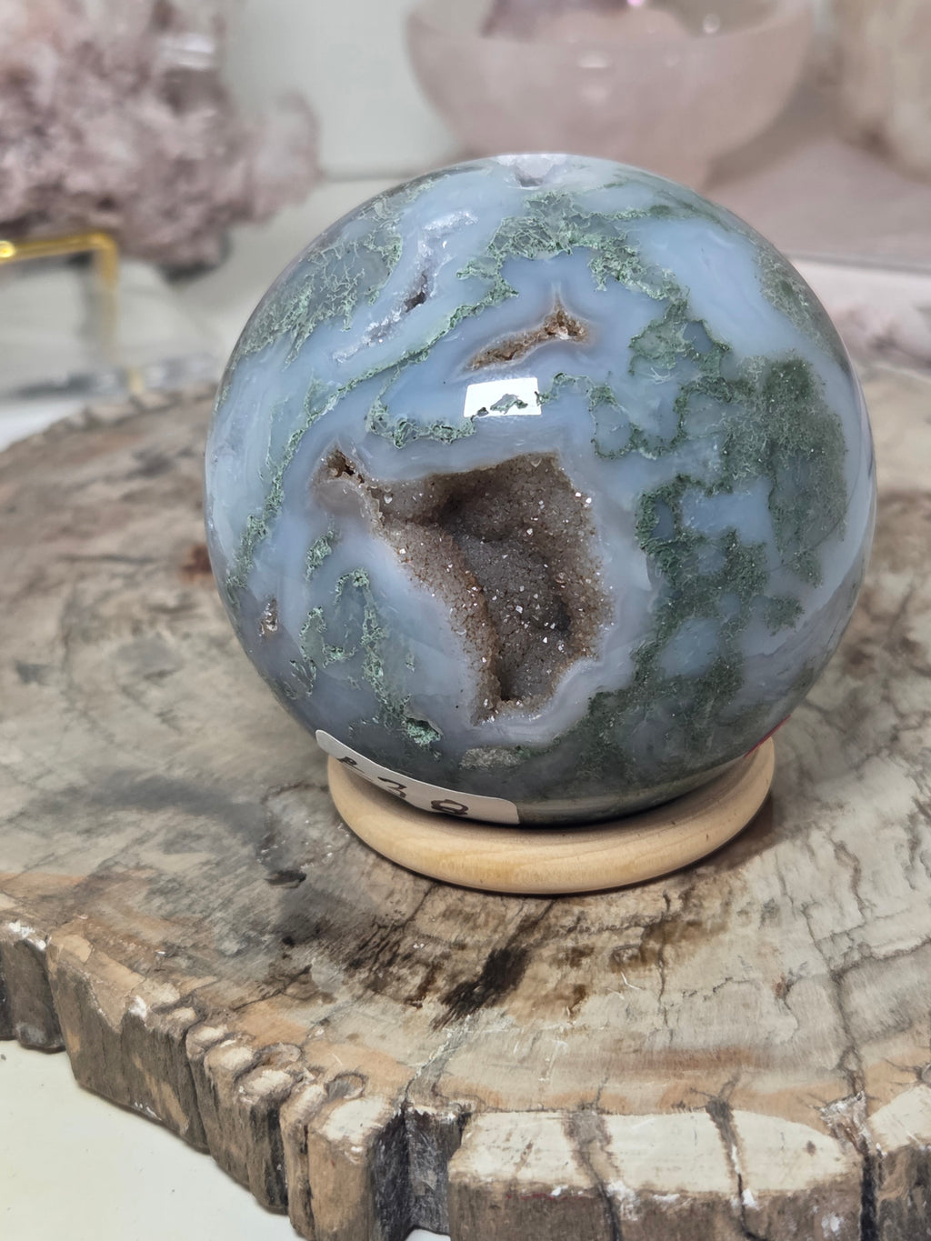 Beautiful  blue moss crystal sphere