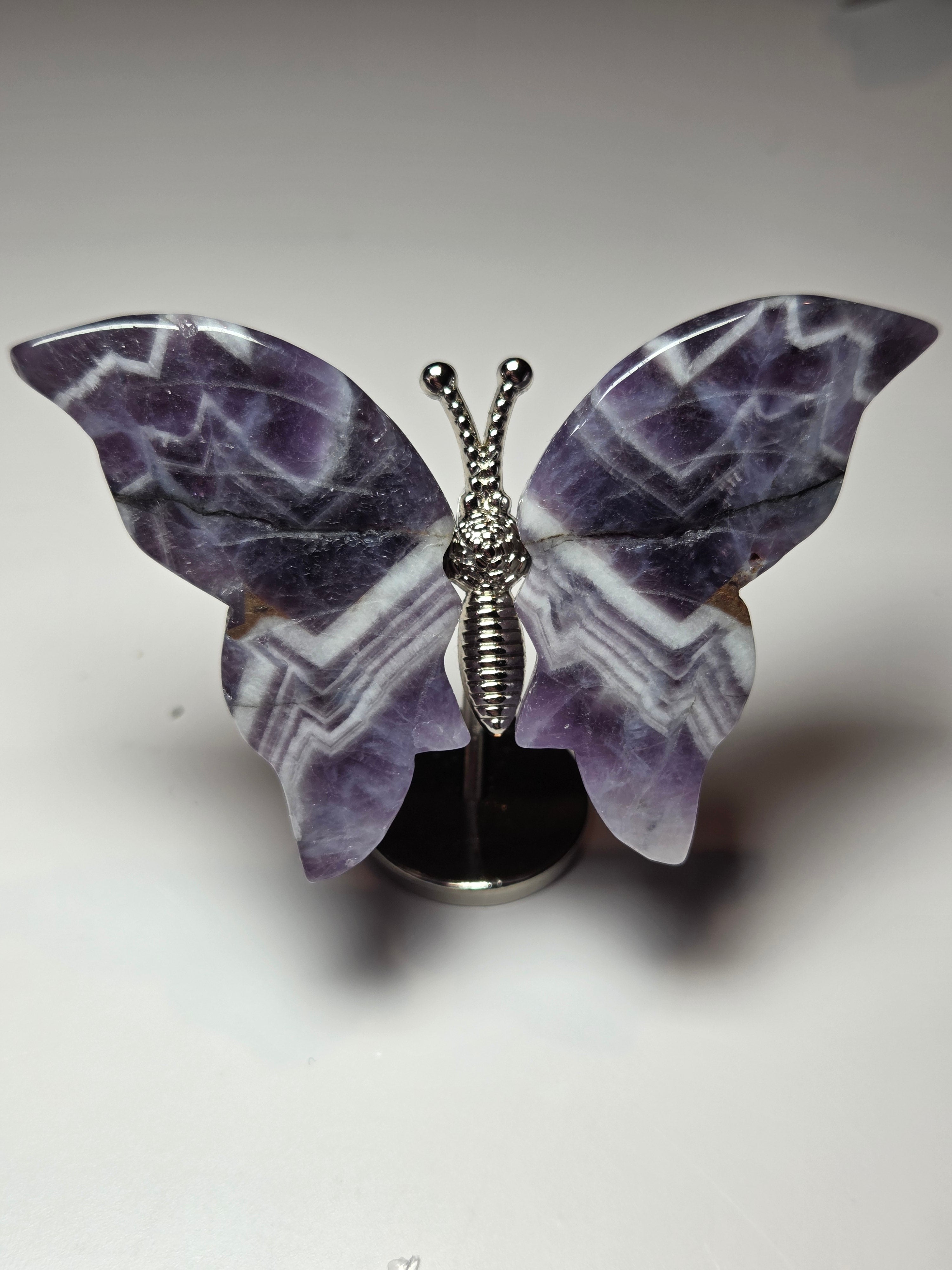 Dream Amethyst crystal butterfly on stand