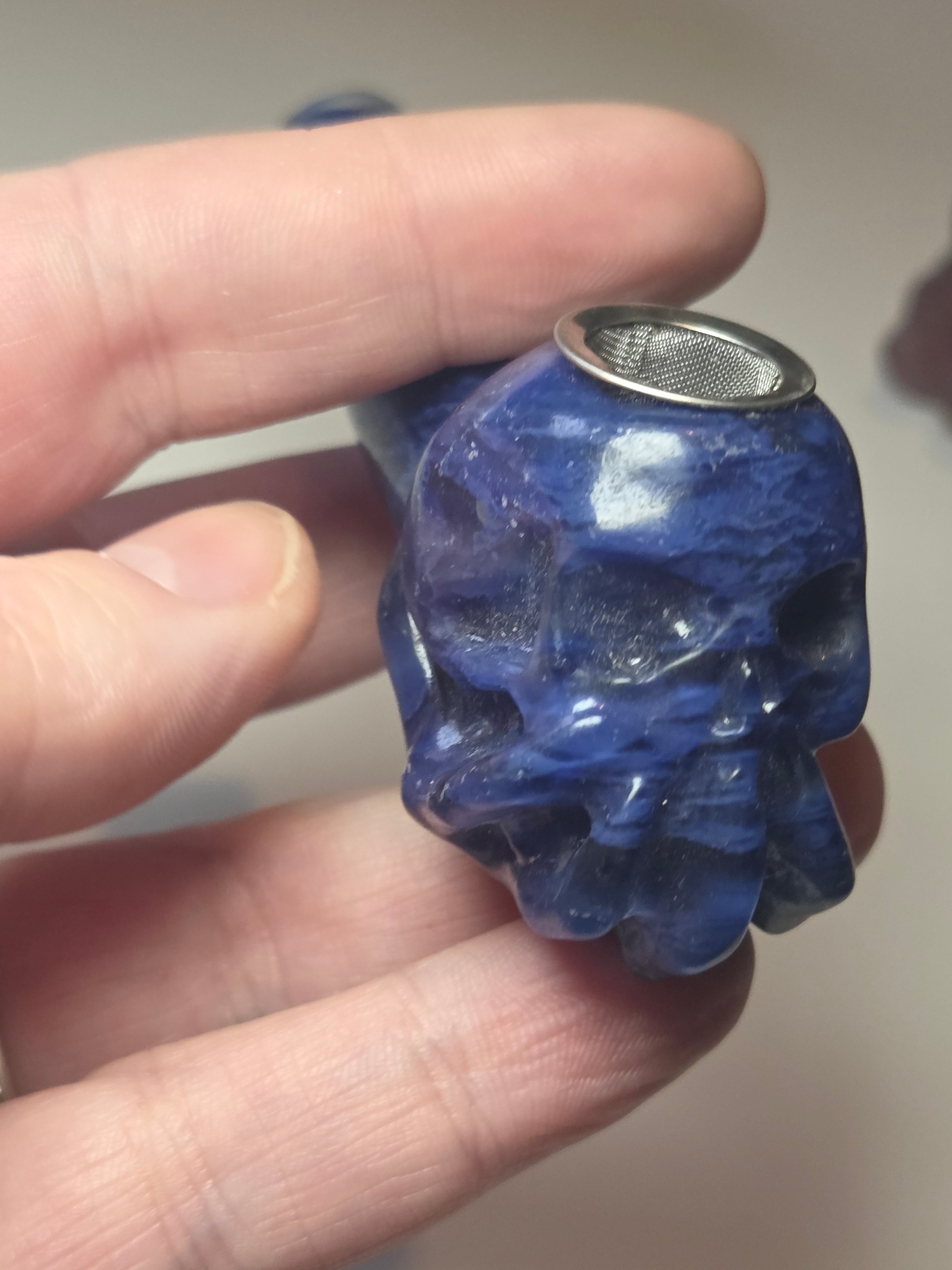 Blue smelling quartz smoking pipe