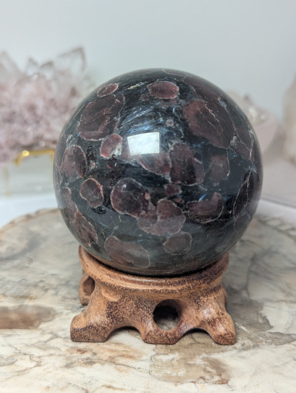 Garnet in Astrophylite crystal sphere