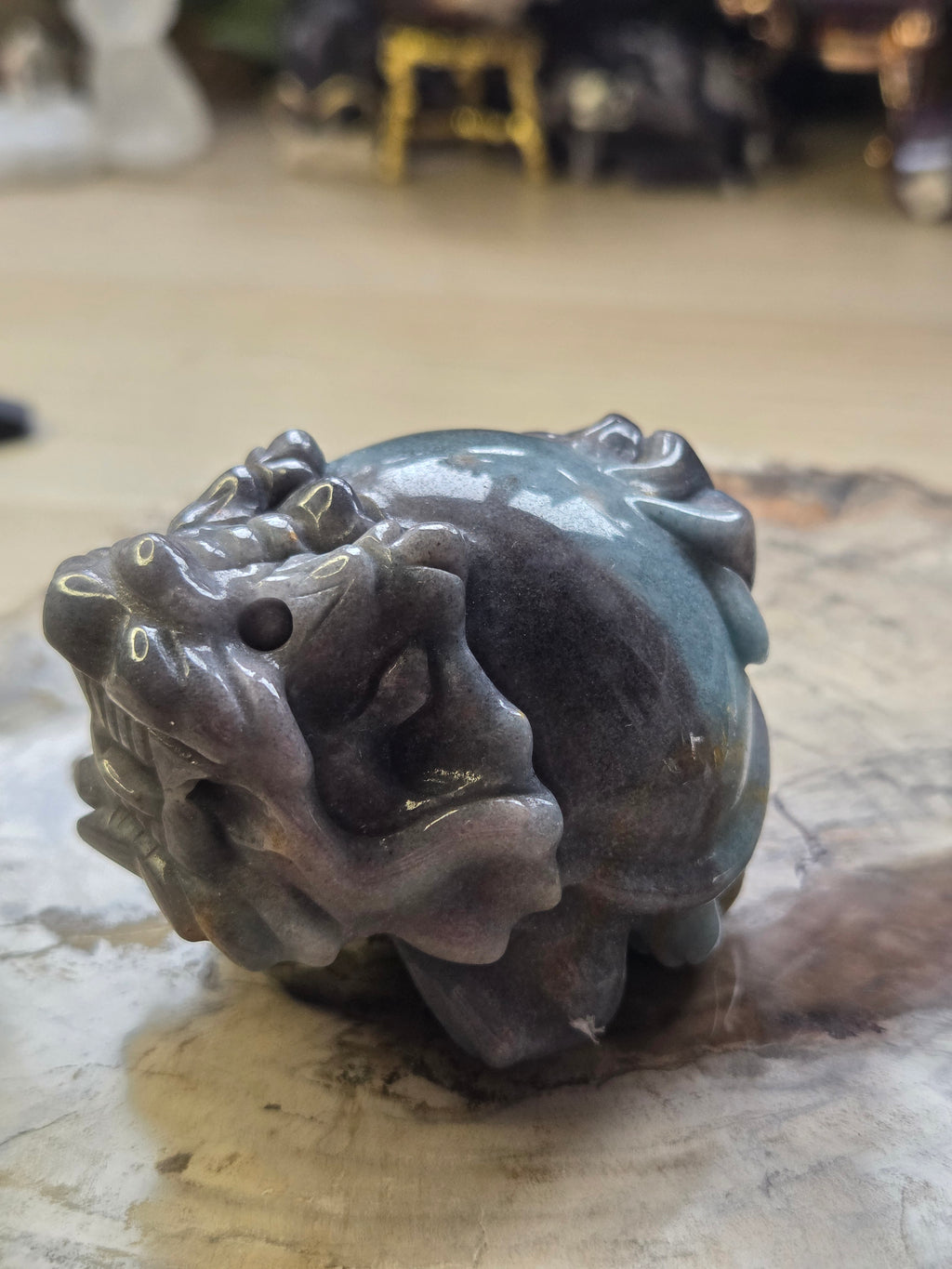 Trolite crystal dragon turtle carving