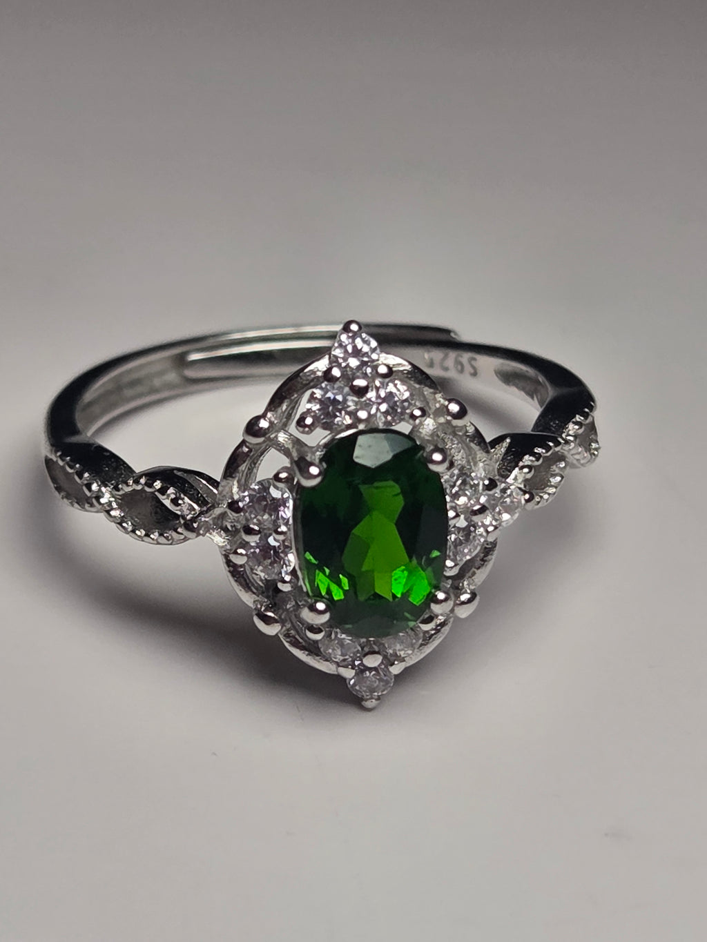 DIopside gemstone crystal Adjustable ring S295