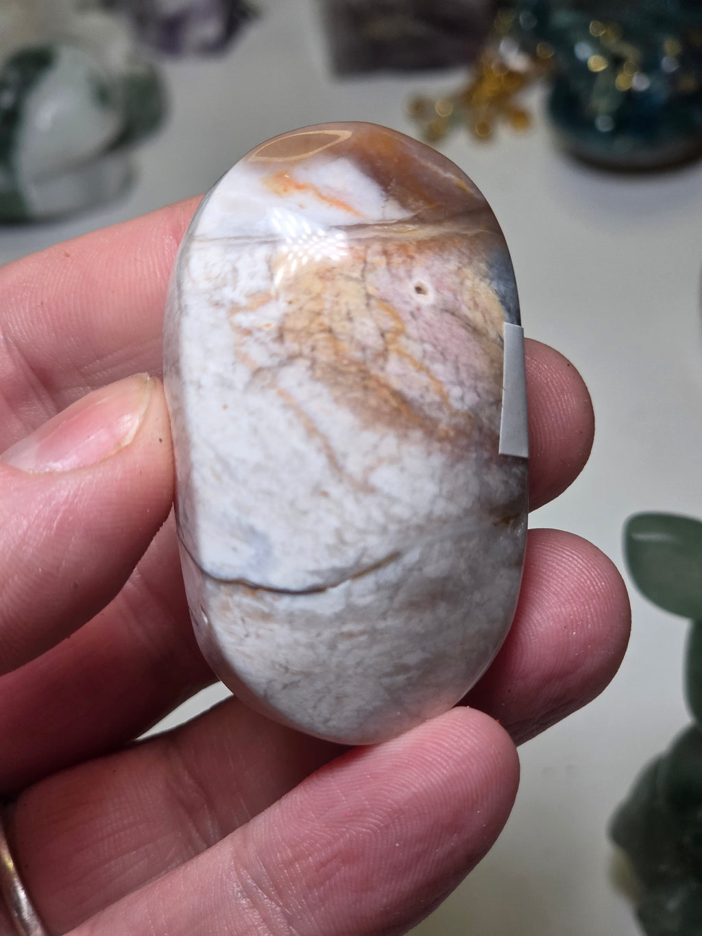 Pink petrified wood crystal palm stone
