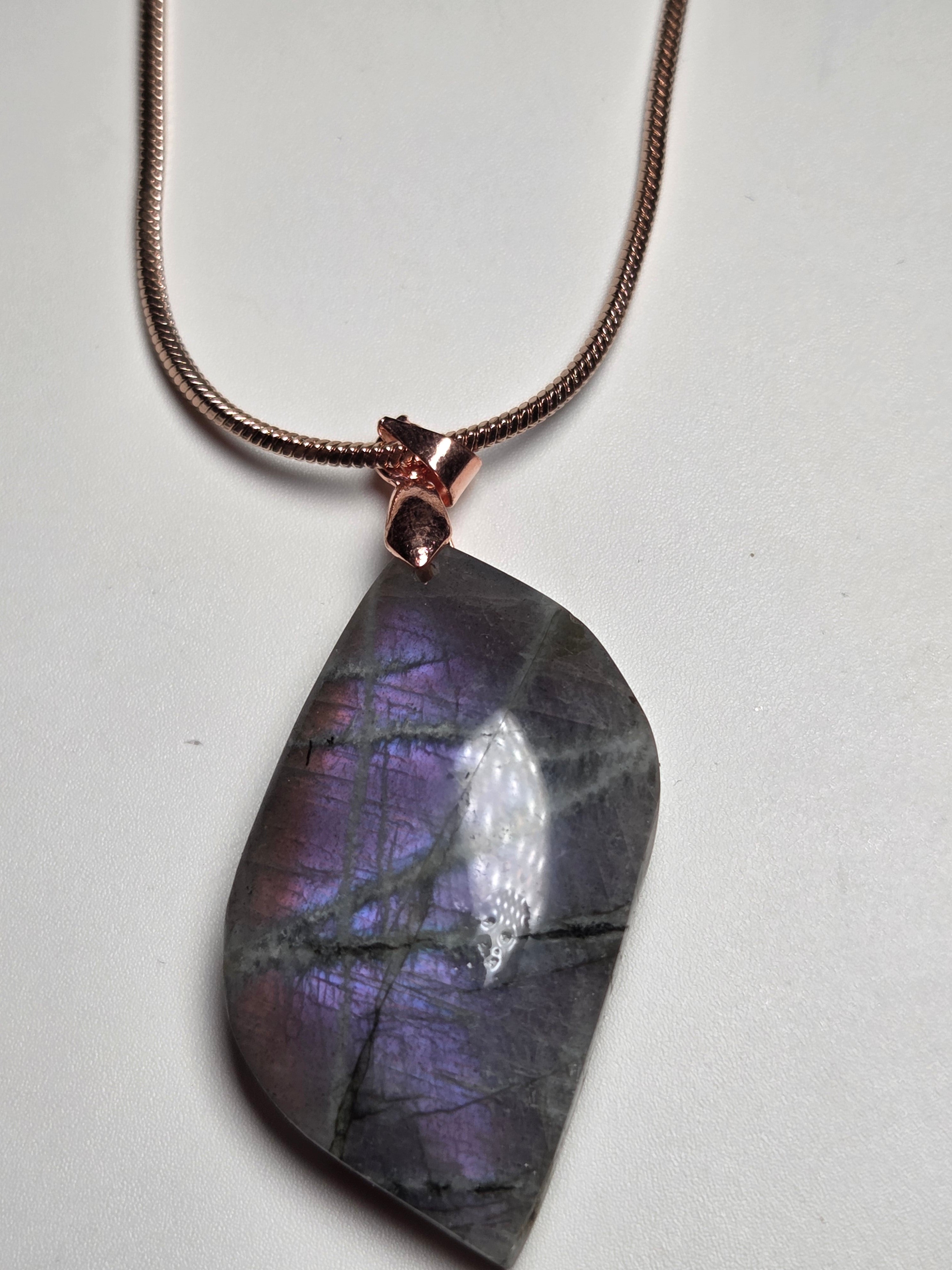 Purple labradorite crystal handmade necklace