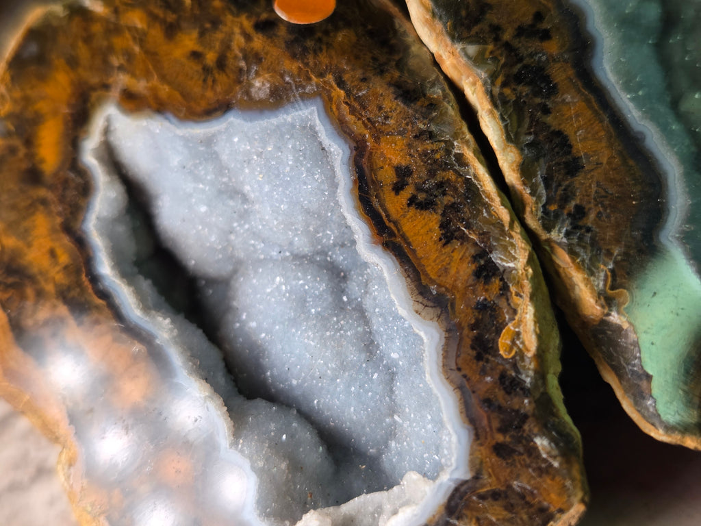 Beautiful  Mongolian polished  pair of Geodes with stands