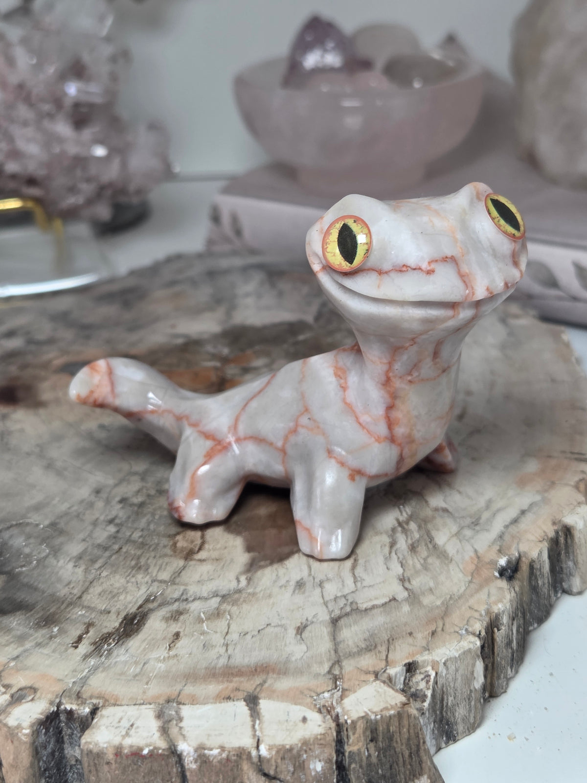 Green jade crystal Gecko carving