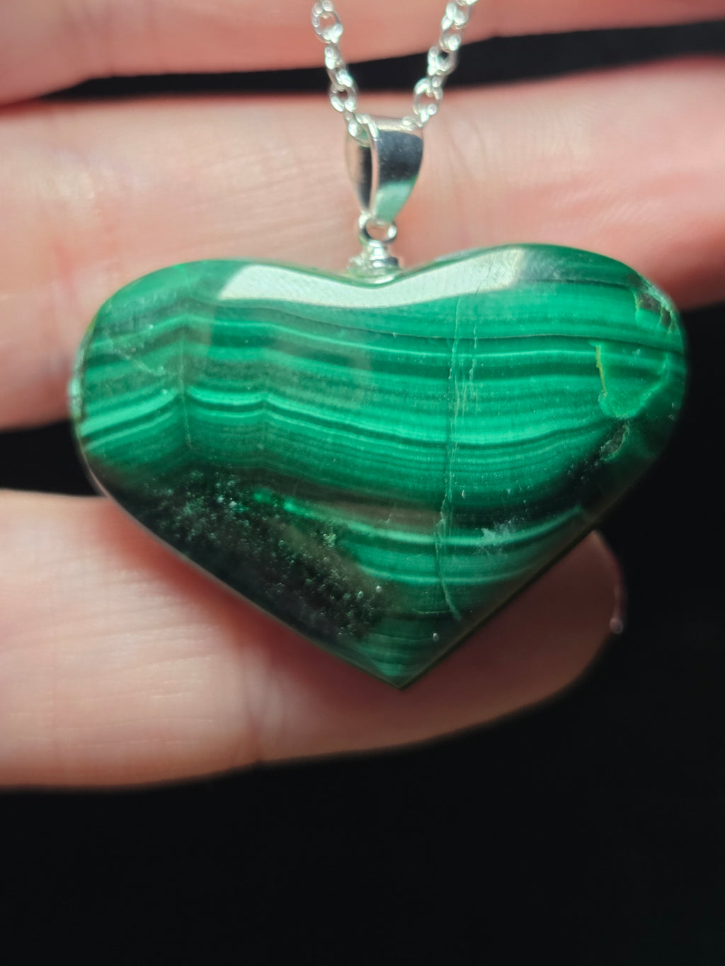 S925 Malicite heart carving  necklace
