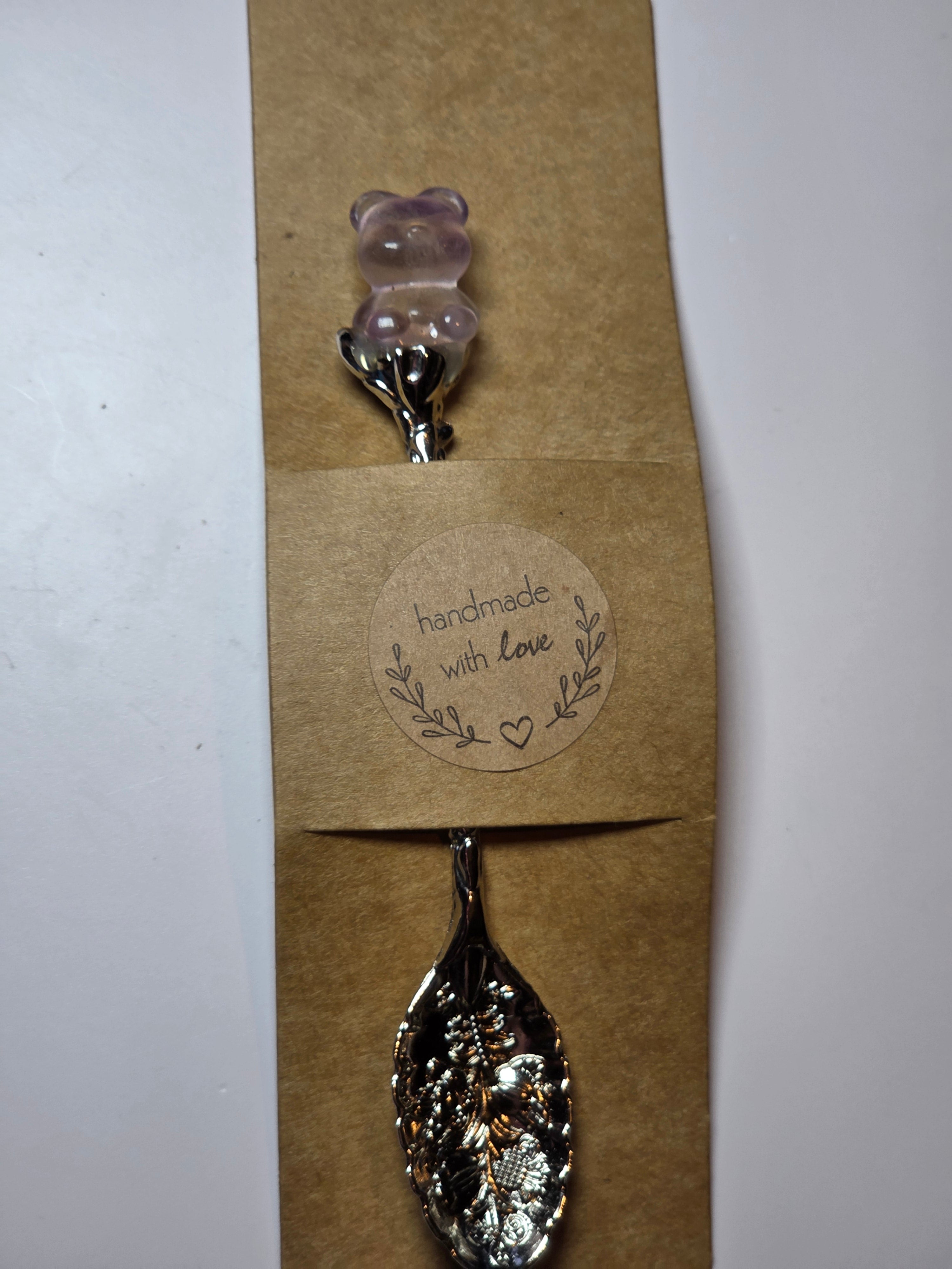 Flourite bear carving spoon