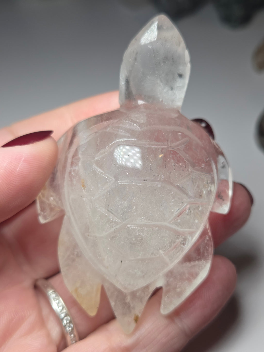 Clear quartz crystal turtle
