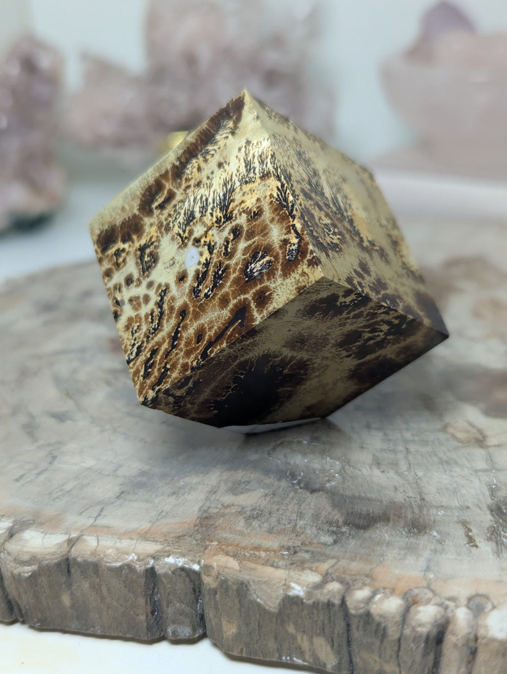 Picture jasper crystal cube