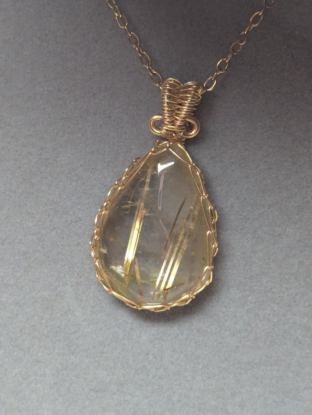 High quality golden Rutlile crystal handmade necklace