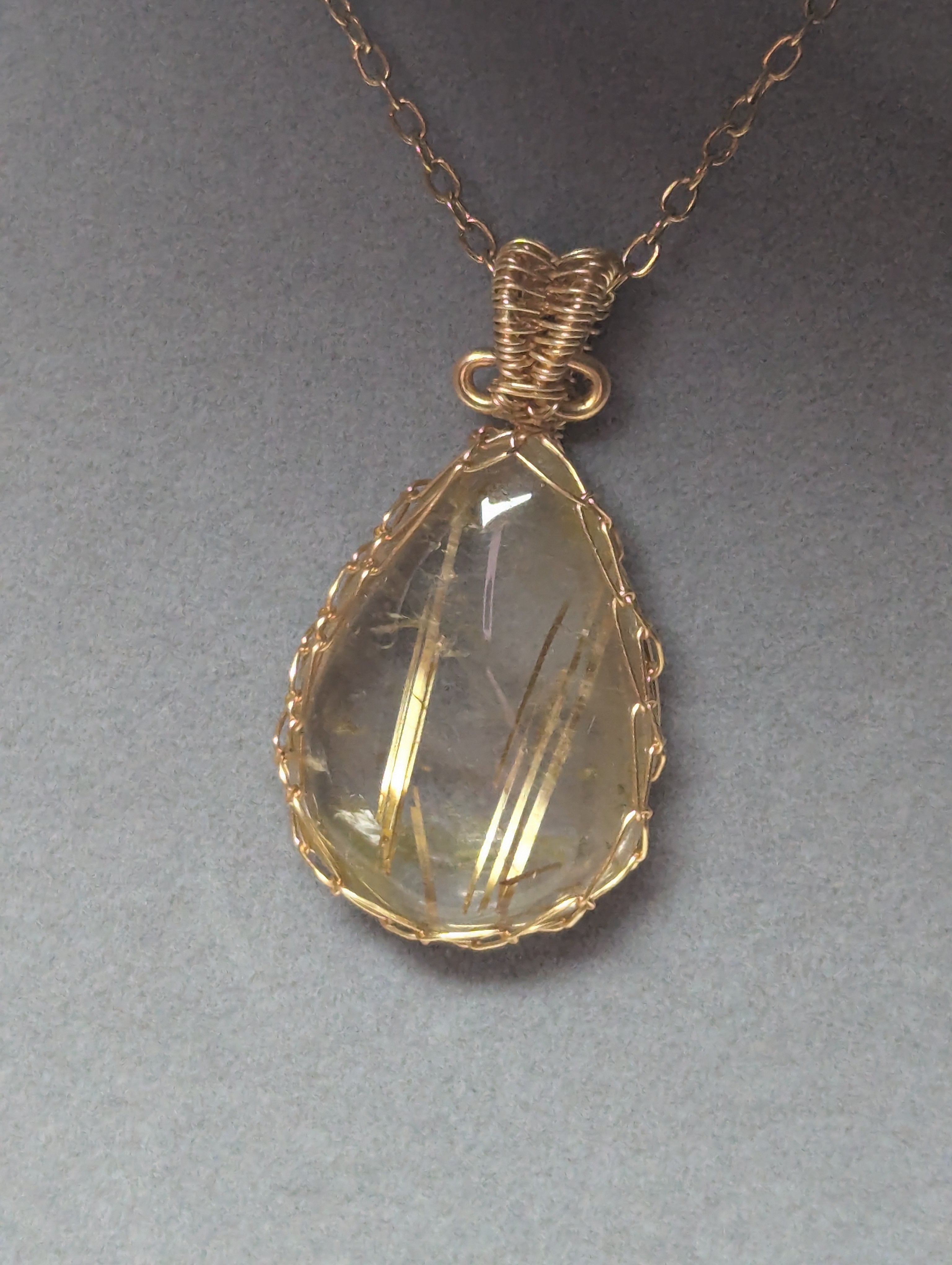 High quality golden Rutlile crystal handmade necklace