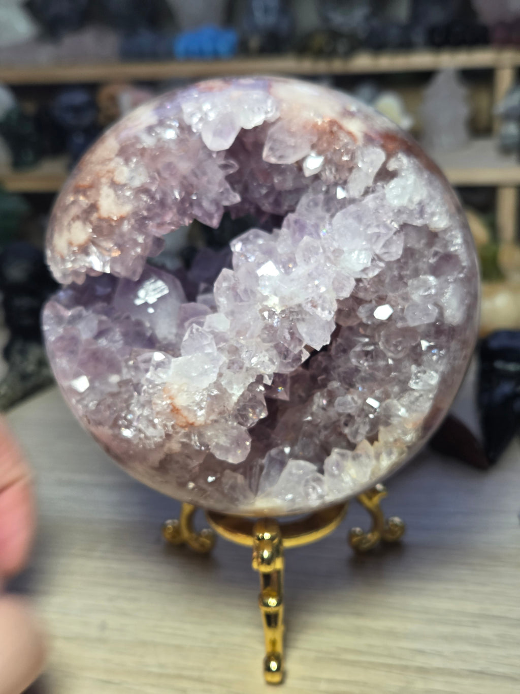 Pink amethyst crystal  sphere 10cm Grade AAAA  was £1250