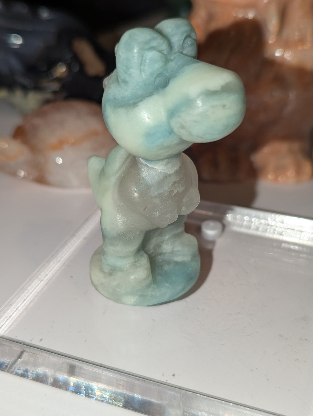 Blue jade crystal Yoshi carving