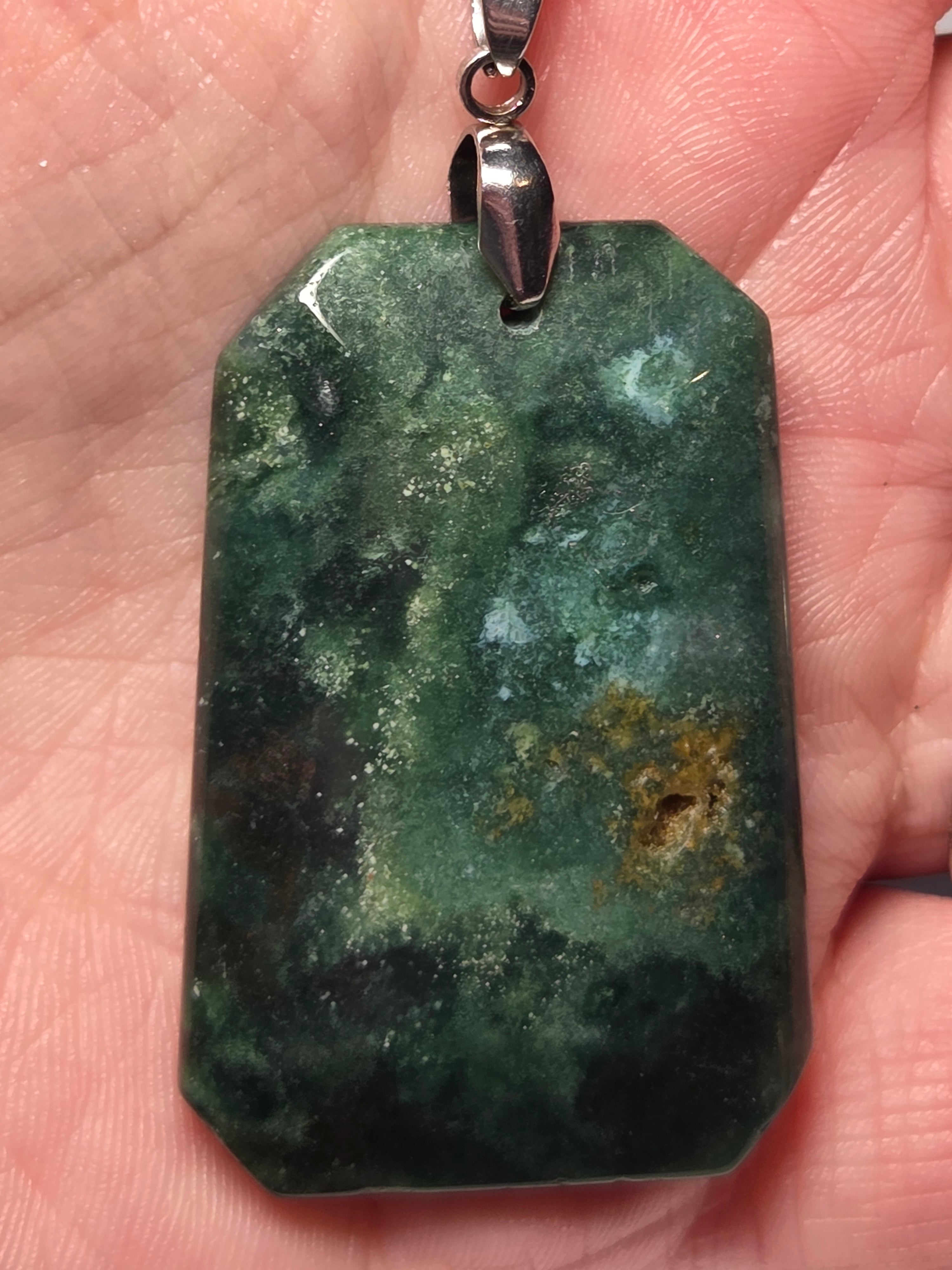 Stunning moss Agate crystal handmade necklace