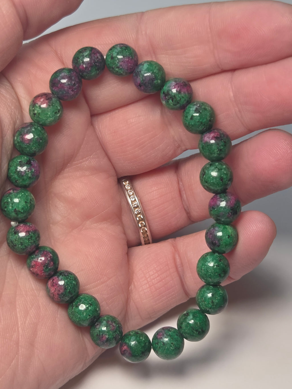 Colour enhanced ruby in  zoisite crystal bracelet