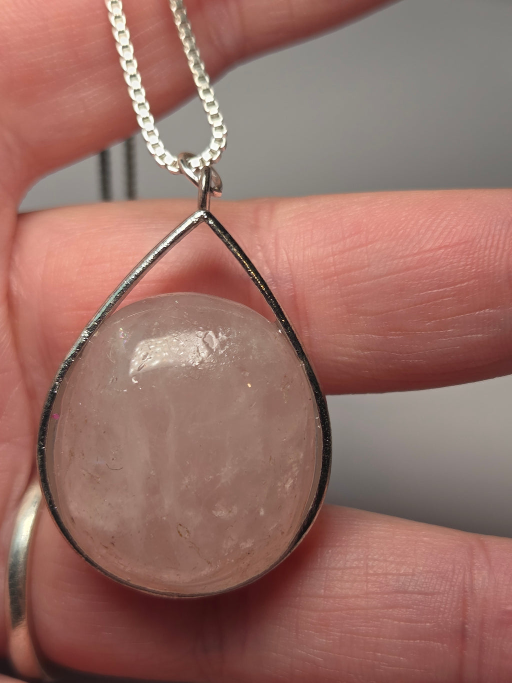 Rose quartz crystal handmade necklace