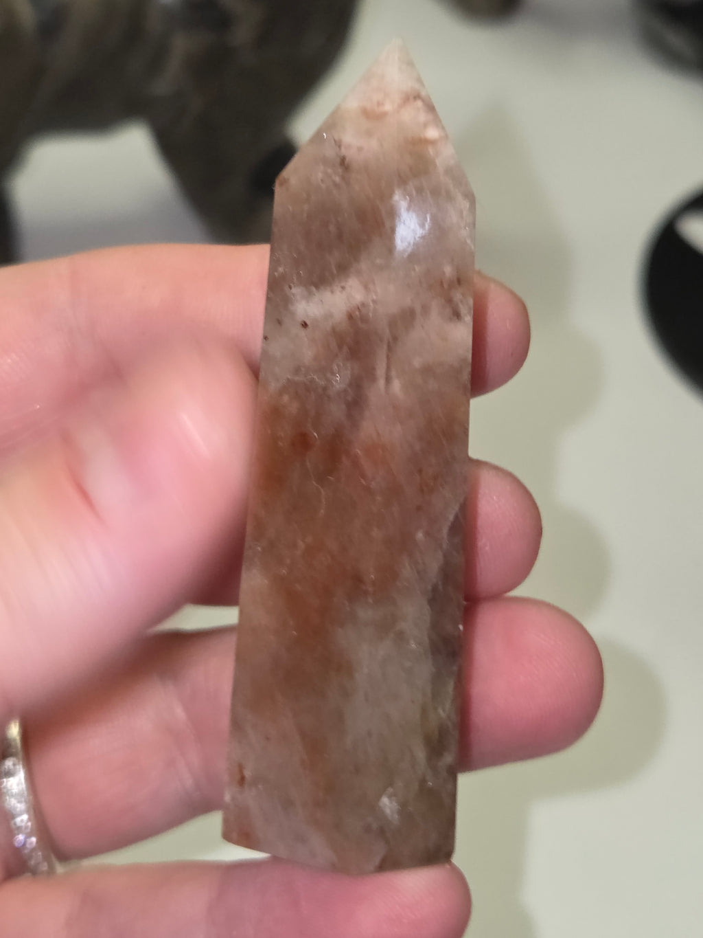 Sunstone with fire quartz crystal tower