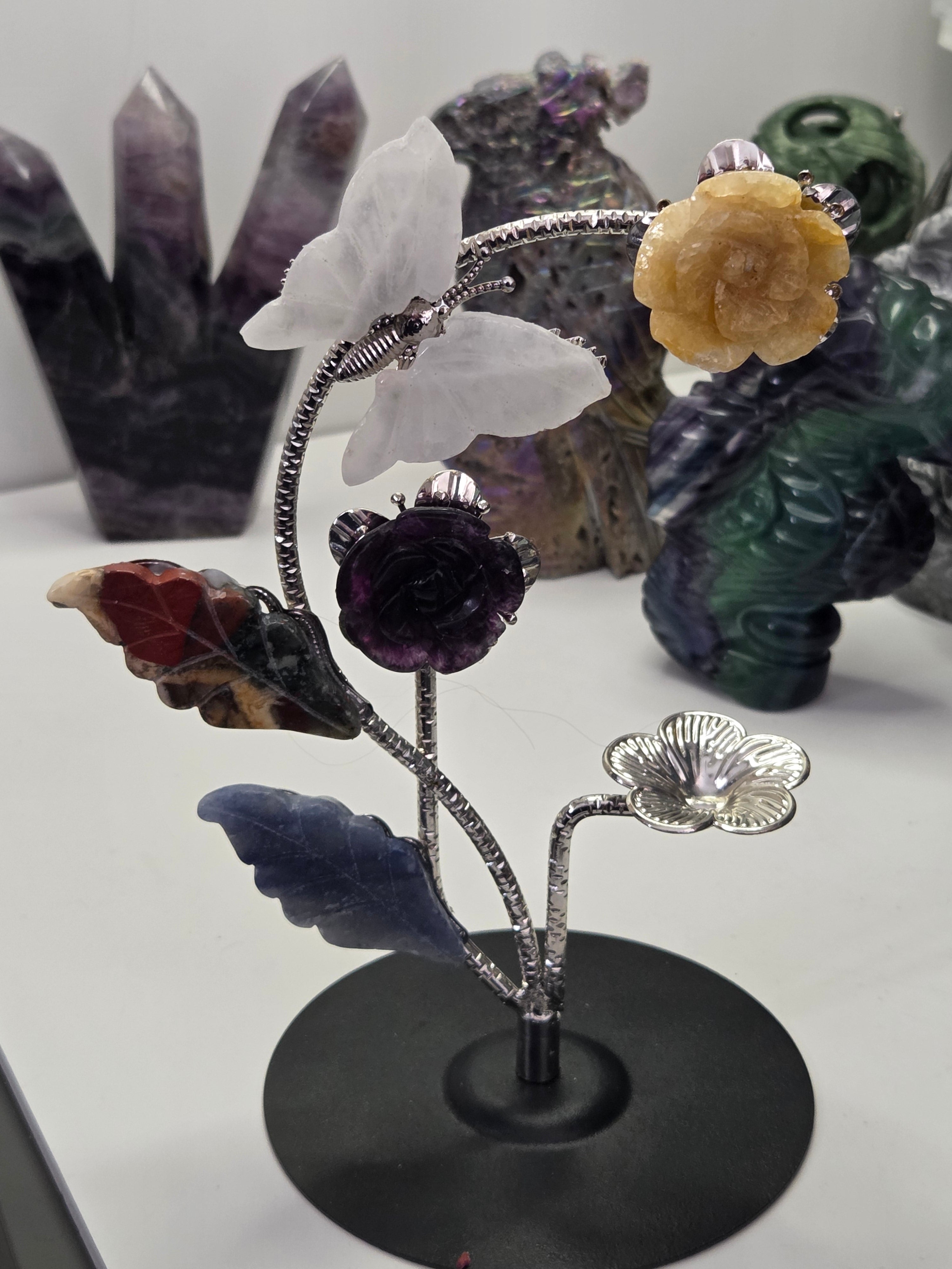 Flower and butterfly sphere stand